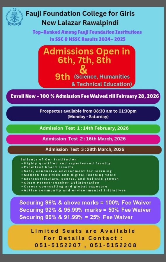 Fauji Foundation College for Girls New Lalazar Rawalpindi | Rawalpindi