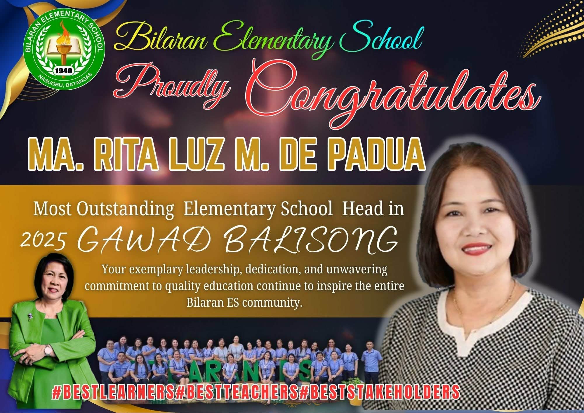 Congratulations to our Dear Principal Ma'am Ma. Rita Luz M. De Padua! 👏 ...