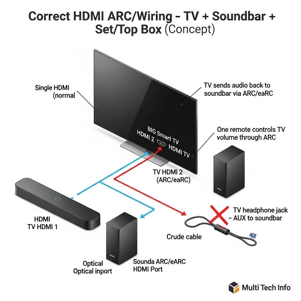 How to connect soundbar to Hisense 32N50HTS TV via HDMI