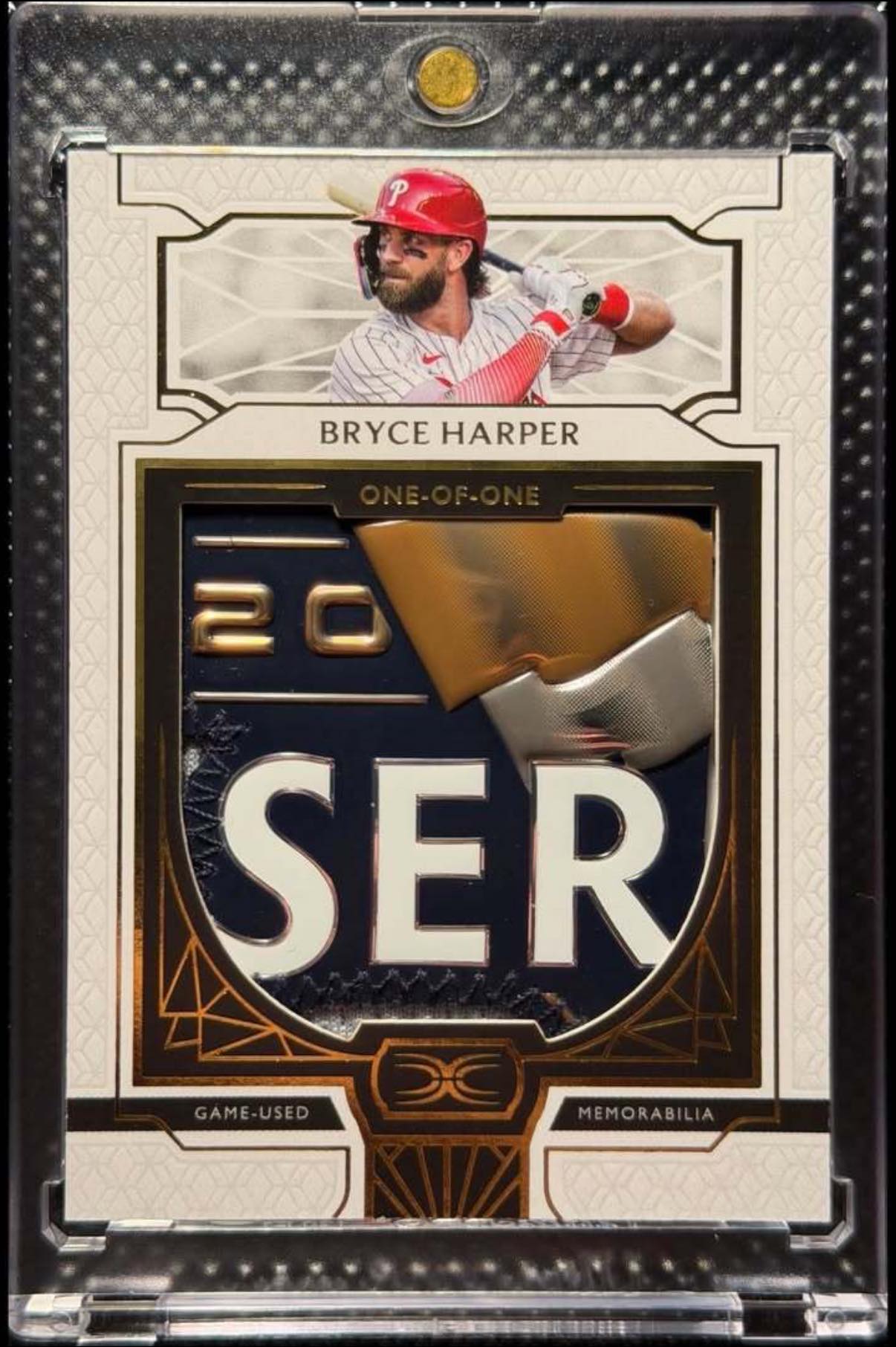 A piece of HISTORY ? This one-of-one Bryce Harper card features a 