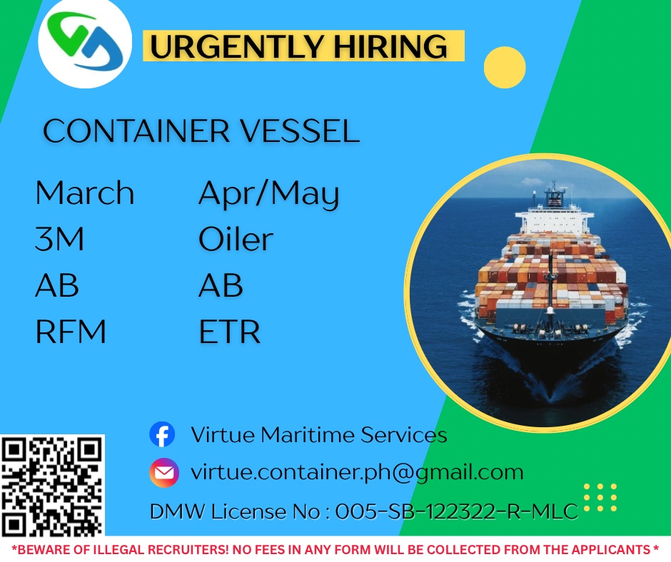 📢 We're Hiring 📌Container... - Virtue Maritime Services | Facebook