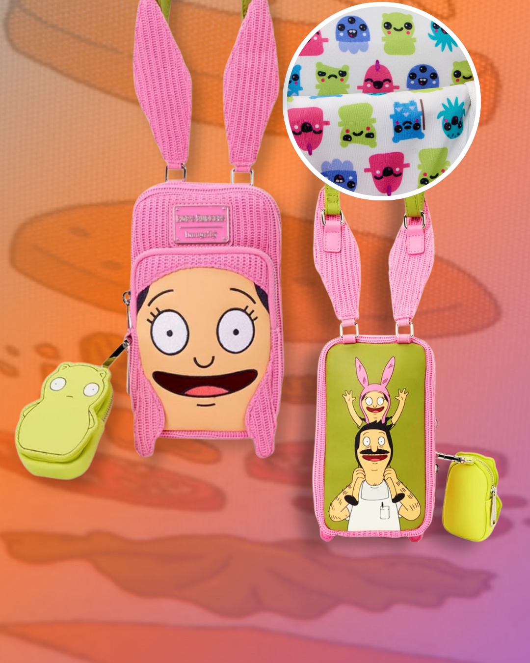 bob's burgers chibi print mini backpack Cosplay Mystery Keychain Charm Each of these mini backpack keychain charms is a mystery Bob's Burgers | Loungefly