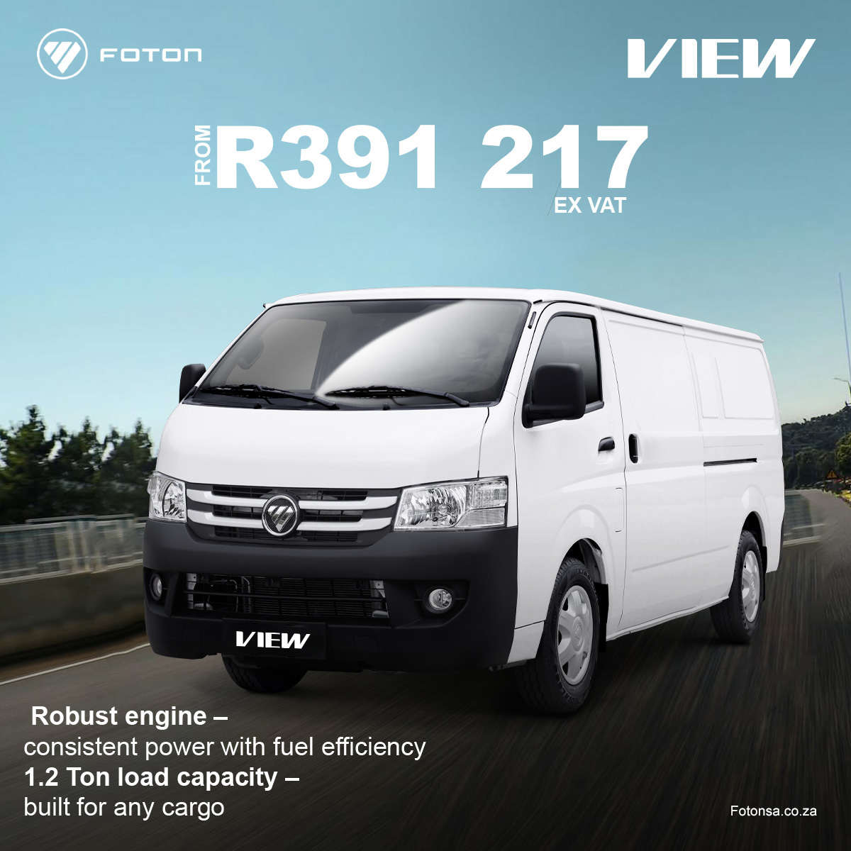 Foton - The Foton View Panel Van from R391 217 ex VAT, ready for the ...