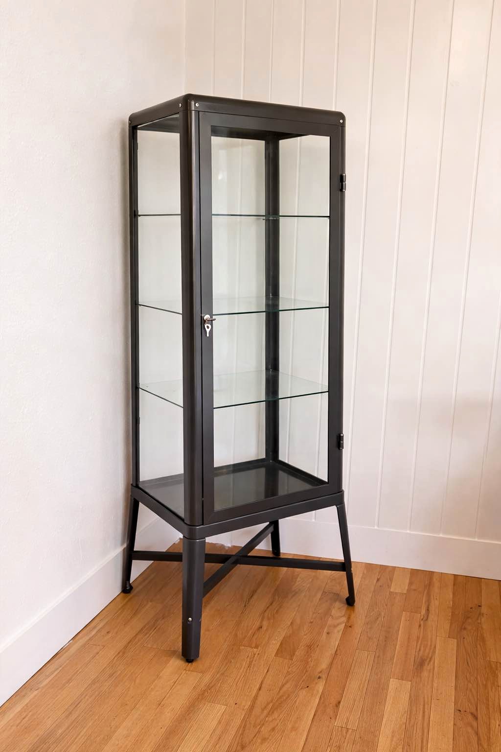 IKEA FABRIKÖR Glass Door Cabinet – Dark Gray (Excellent Condition