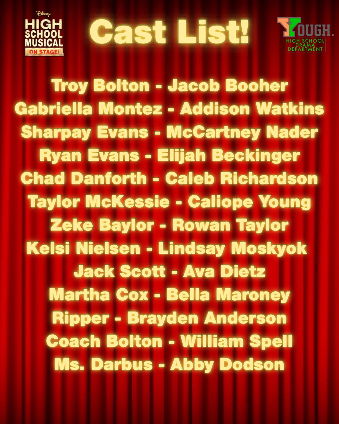 YHS Musical - ‼️🏀We’re so excited to announce the cast... | Facebook