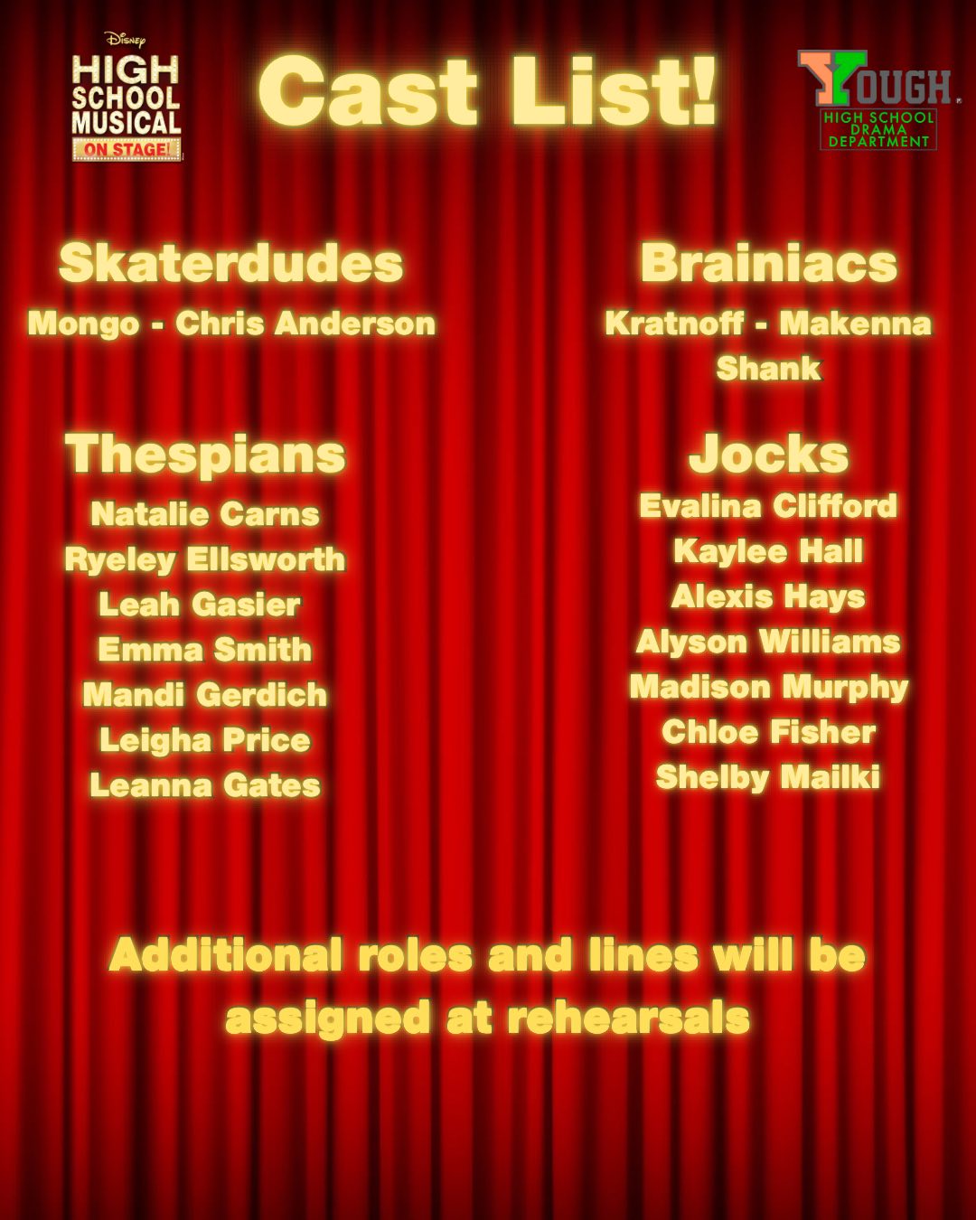 YHS Musical - ‼️🏀We’re so excited to announce the cast... | Facebook