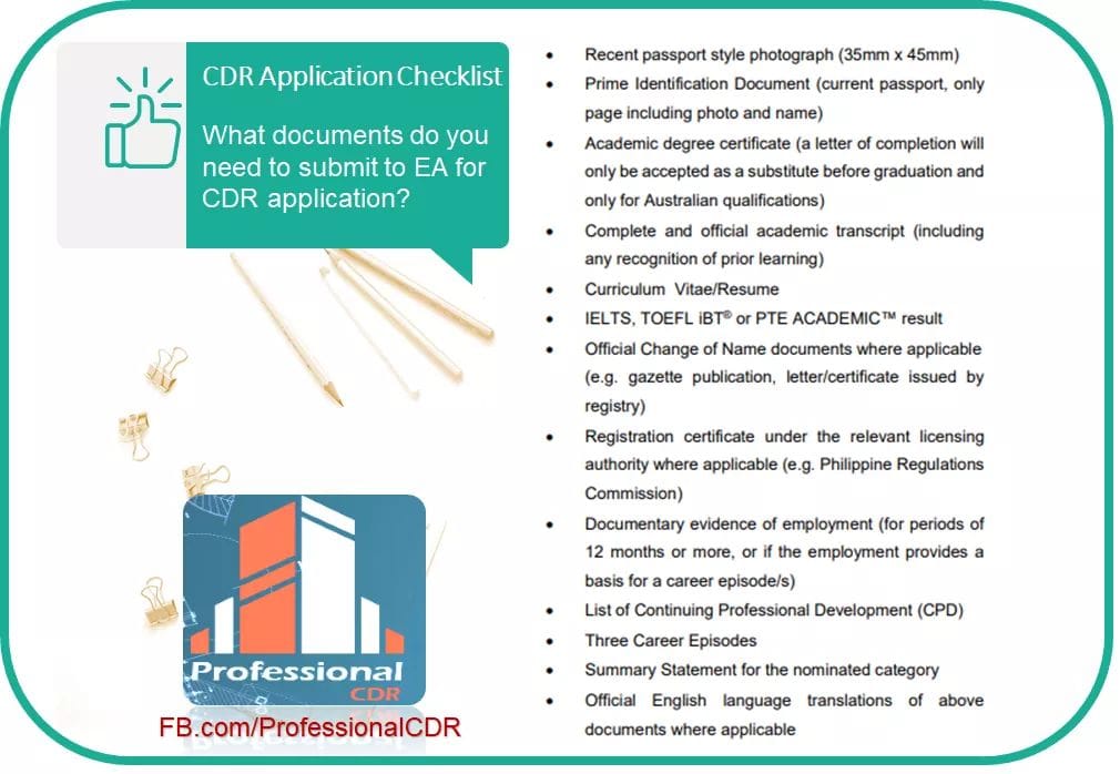 📣 CDR Application Checklist! 📜️... - Professional CDR | Facebook