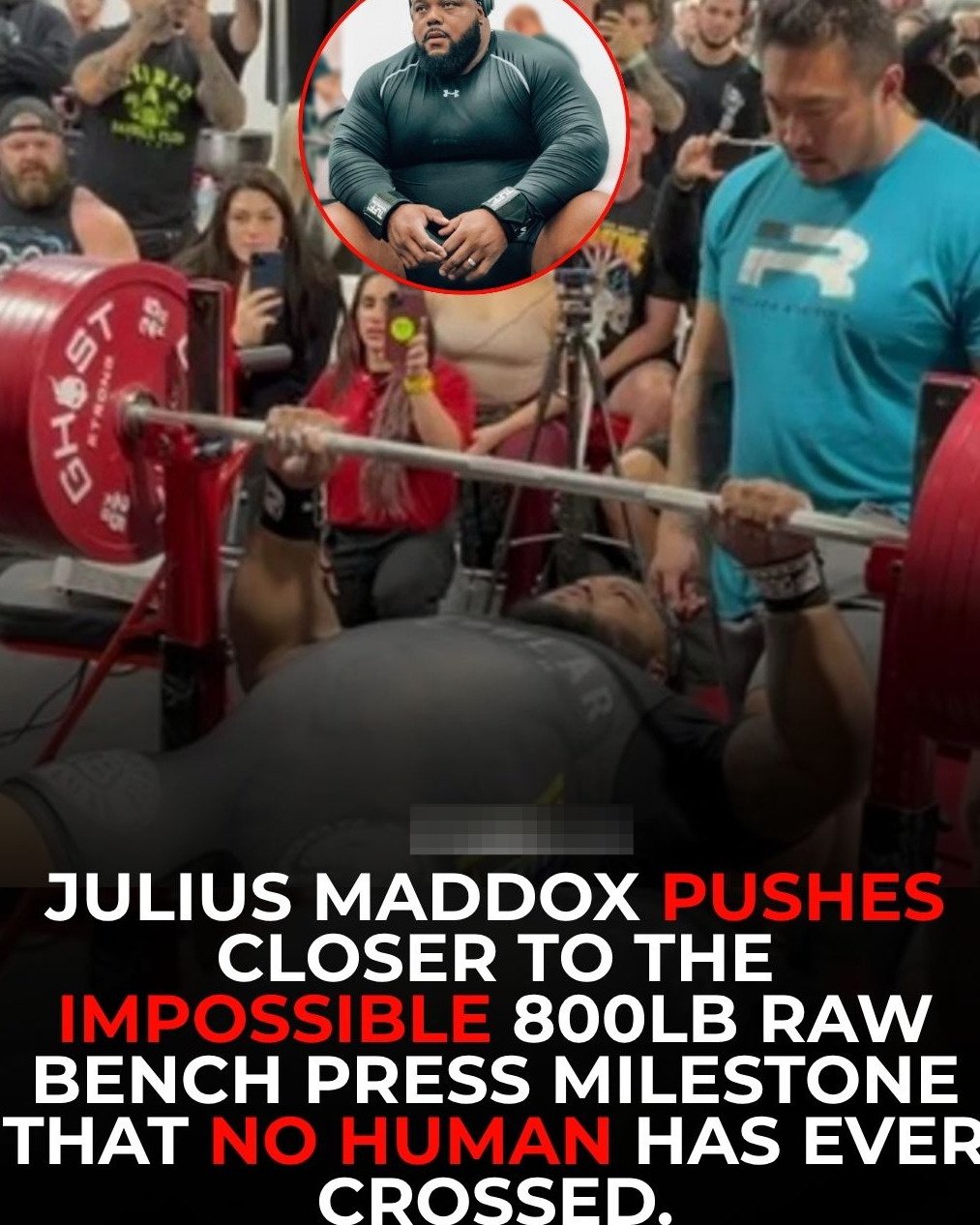 Julius Maddox chases 800lb raw bench press