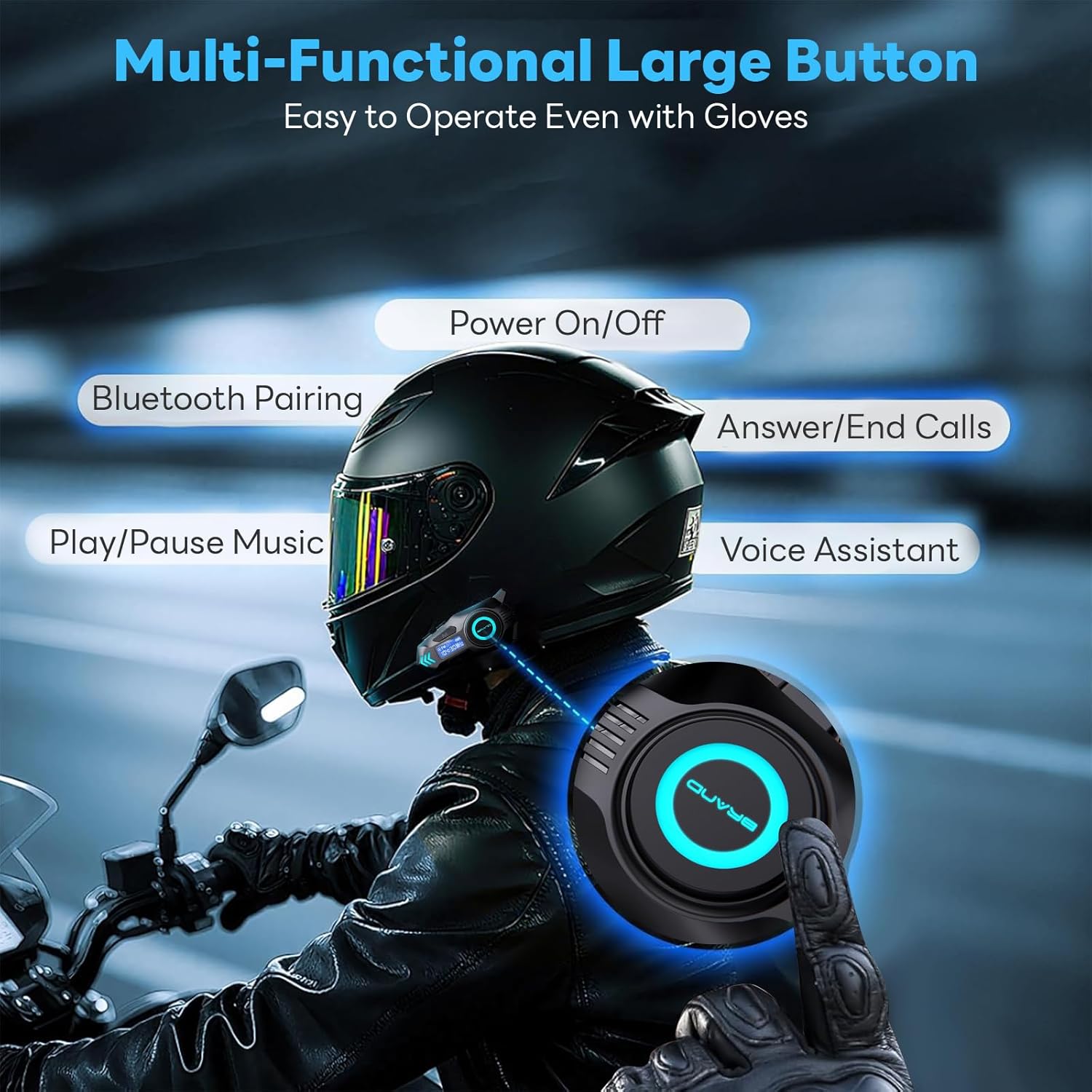 BCSMMCAR Q58 MAX Bluetooth Helmet Headset – Intercom, FM Radio, Waterproof, LCD Screen
