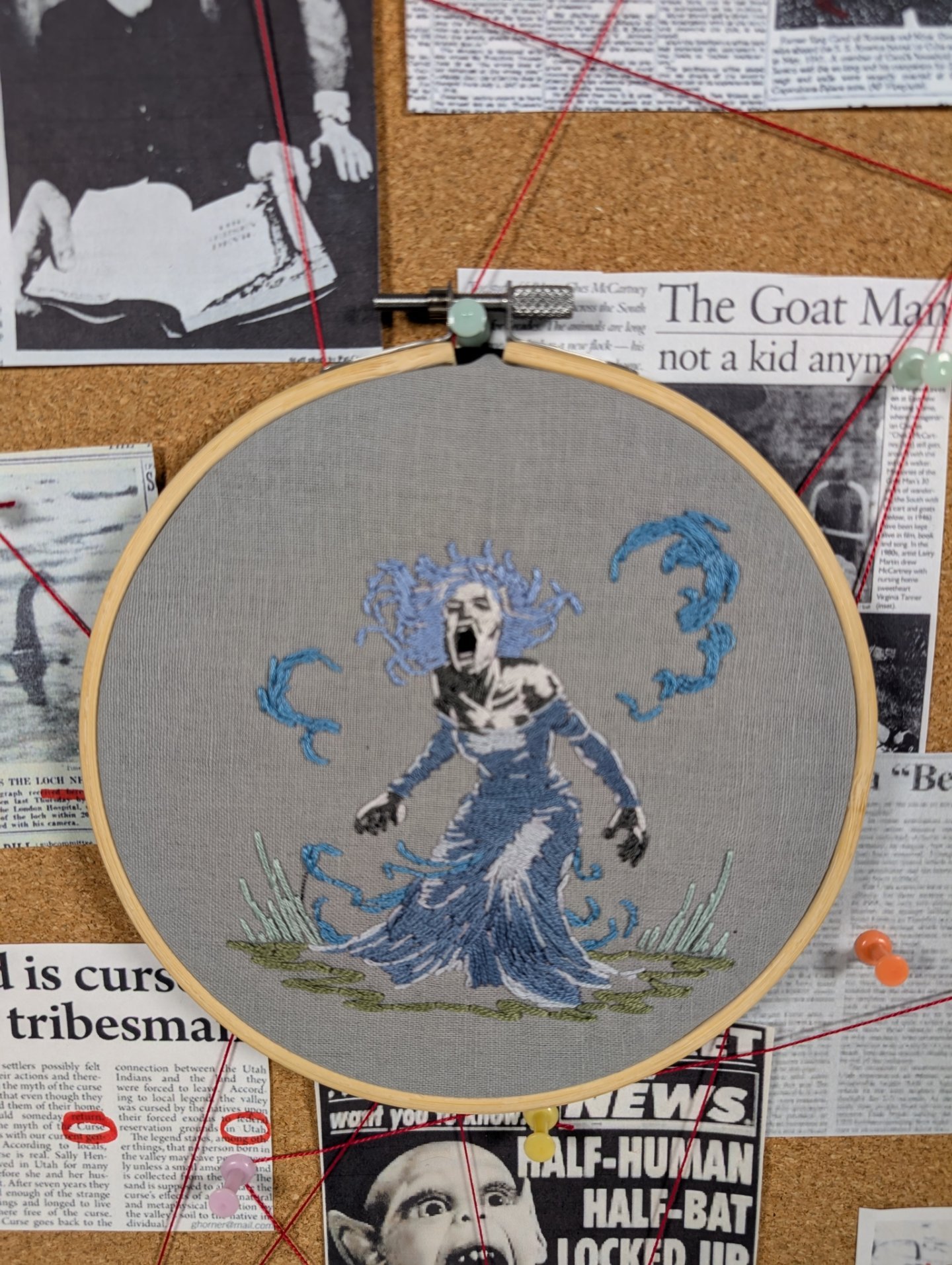 🧌 Mothman, Jersey Devil, and Banshee Embroidery Kits are now
