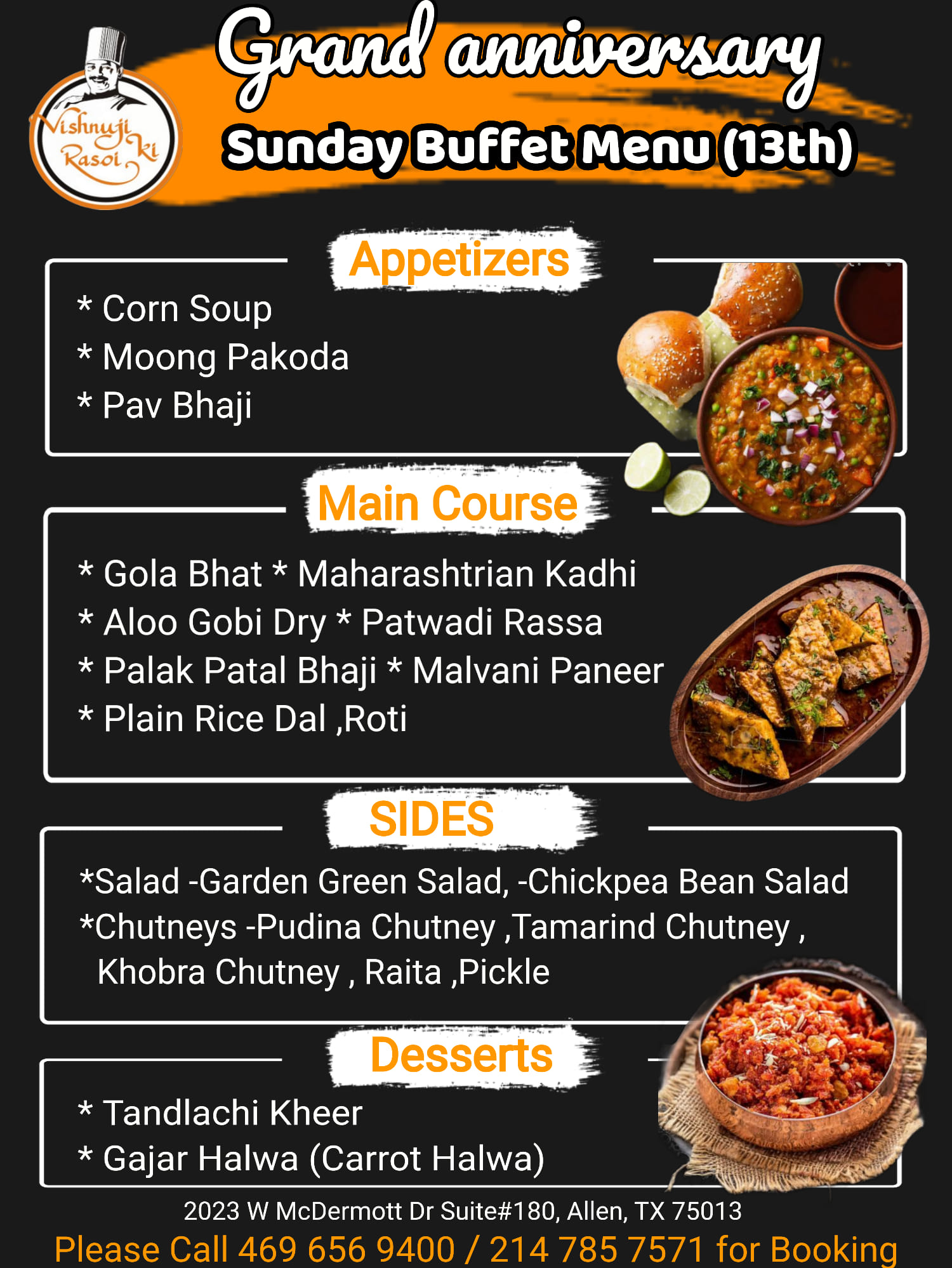 Today's Menu for Grand... - Vishnuji Ki Rasoi, Allen Tx | Facebook