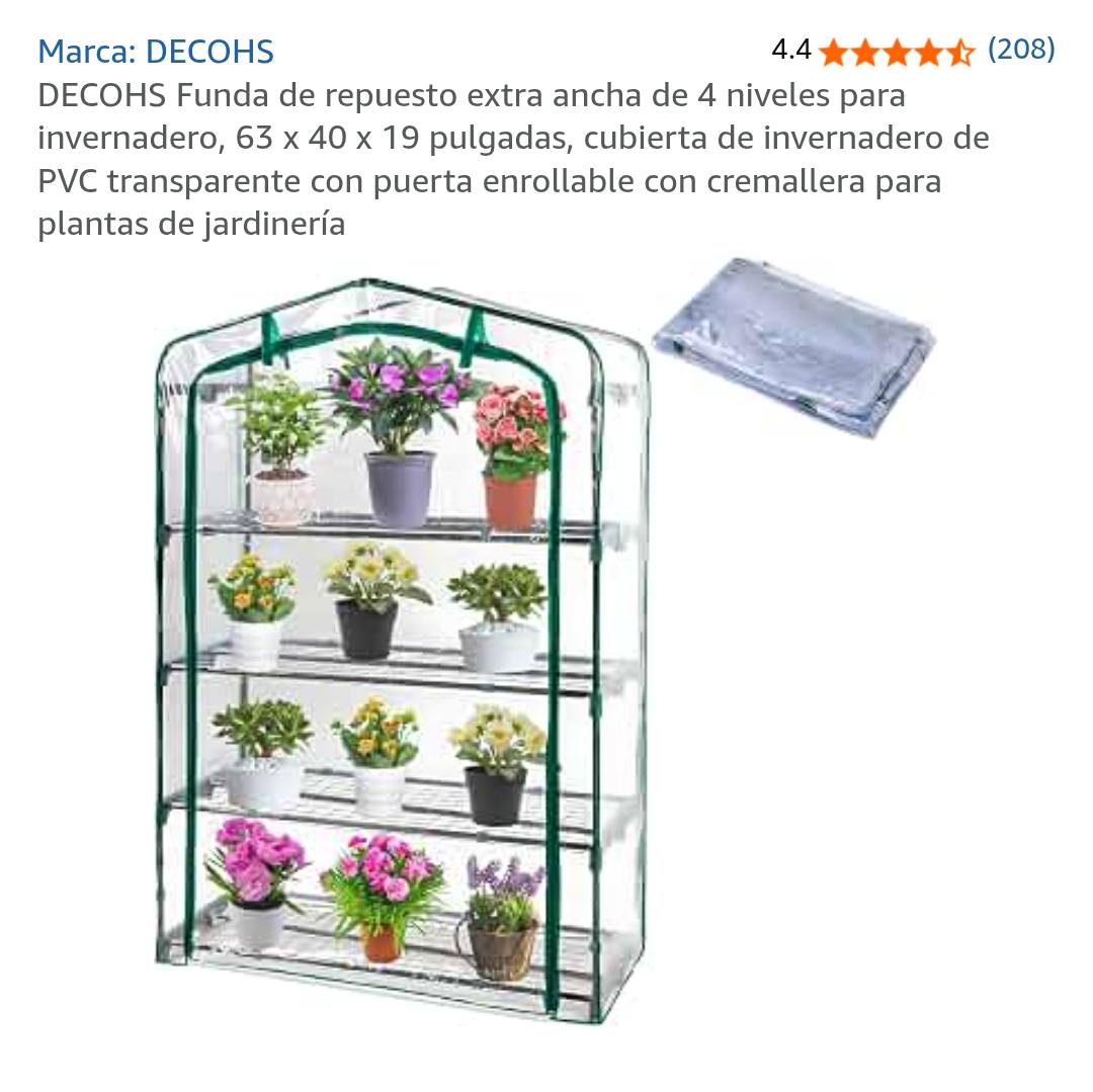 Cubierta Extra Ancha De Repuesto Para Invernadero De 4 Niveles, Medidas 63x40x19 Pulgadas, PVC Transparente Con Puerta Enrollable Con Cremallera, Impermeable Y Anti-UV, Marco No Incluido