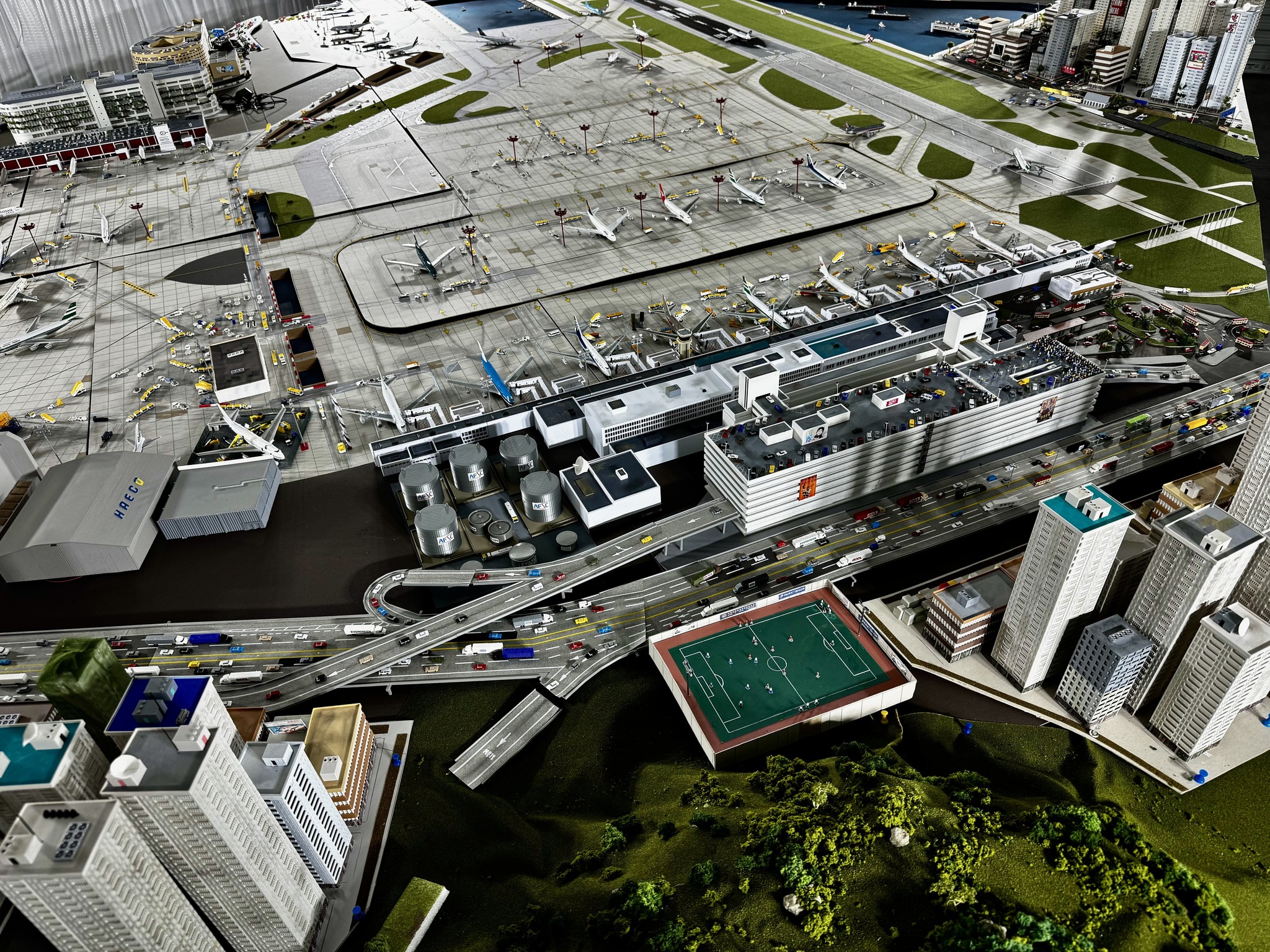 Miniature diorama of Hong Kong's Kai Tak airport on display