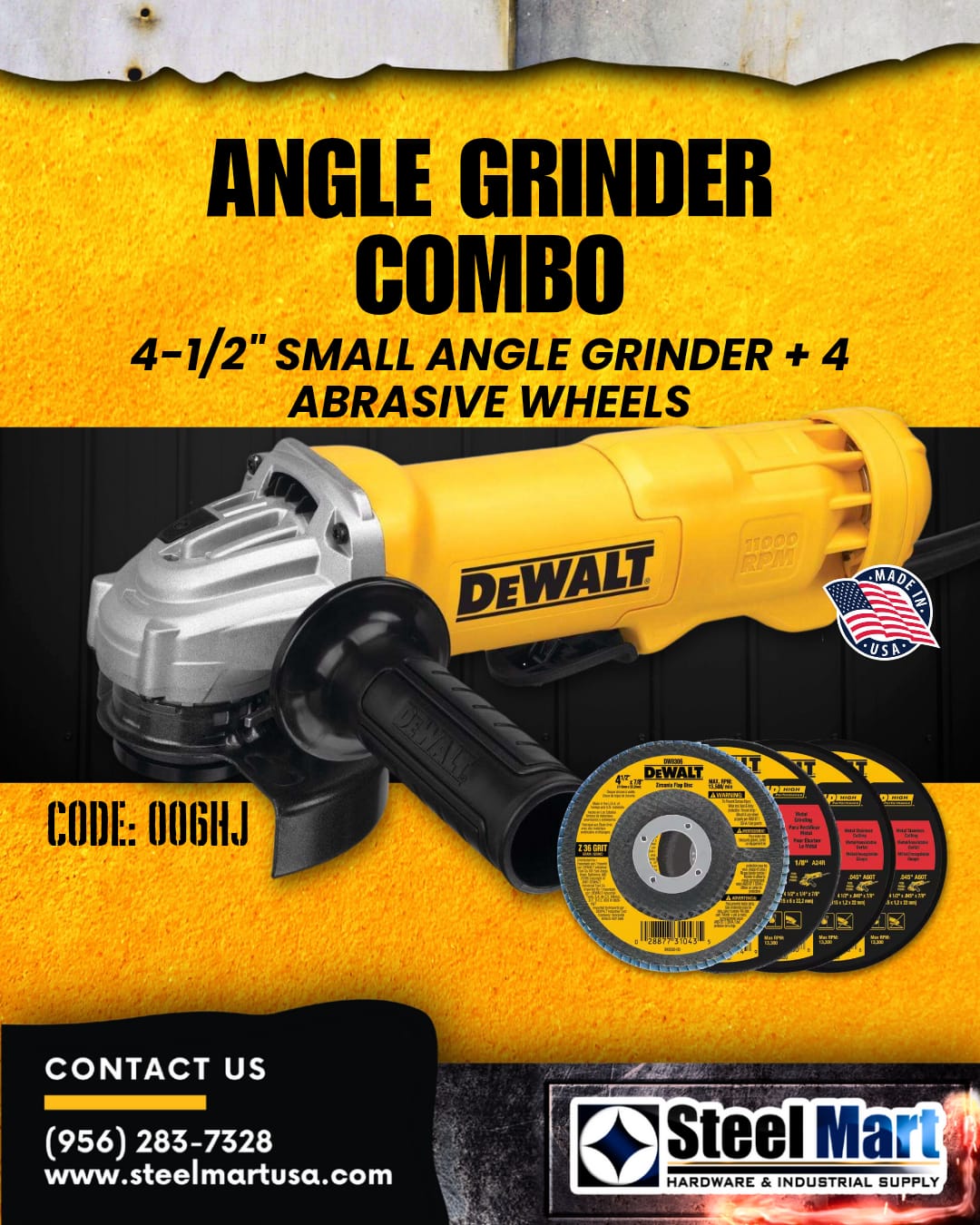 Steel - 🔧 DeWalt Angle Grinder Combo – 4-1/2" Power, 4 Abrasive Wheels ...