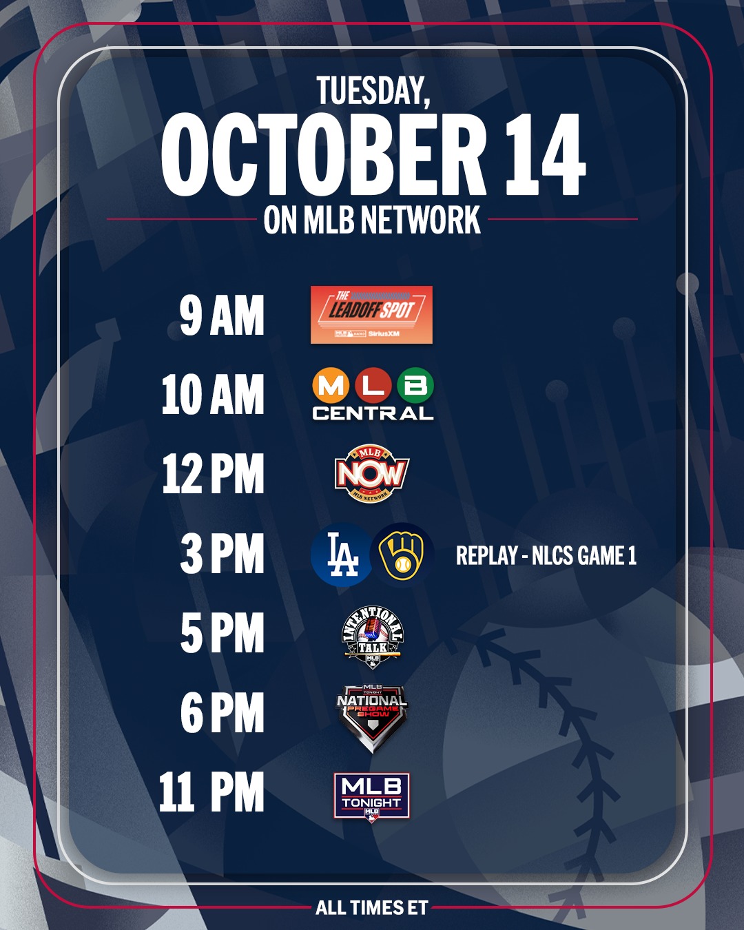 MLB - Get ready for Game 2 of the NLCS all day on MLB Network leading ...