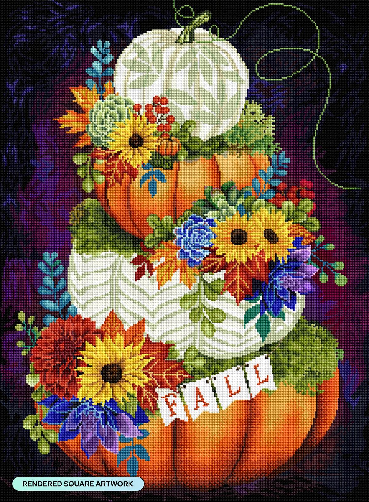 New diamond art releases: Autumn Witch and Jet in the Pumpkin Patch