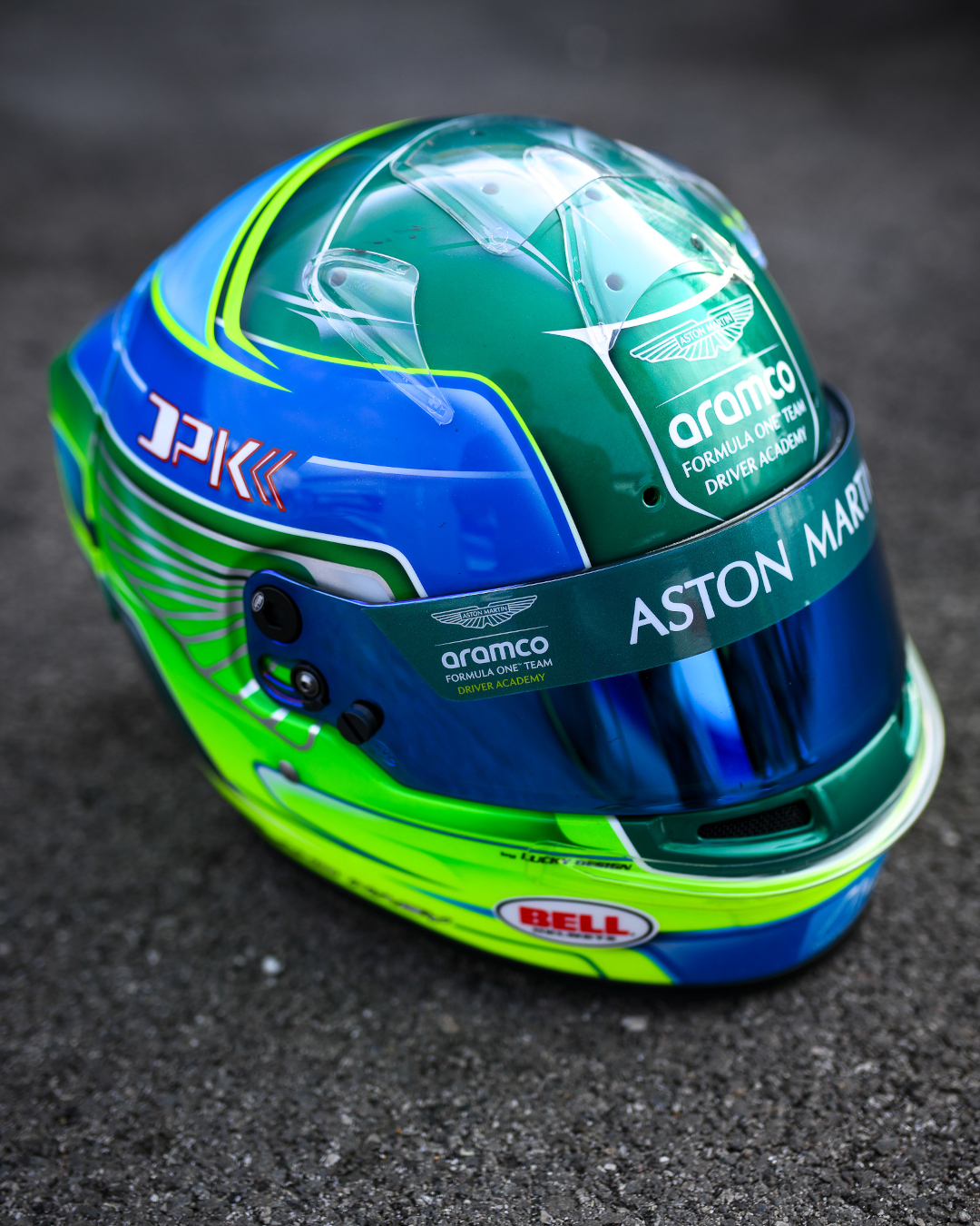 aston motorcycle helmets Martin AMR Race Helmet  Grand Touring Automobiles This autographed Aston Martin 2025 Bell 1 Aston Martin F1 Team Mini
