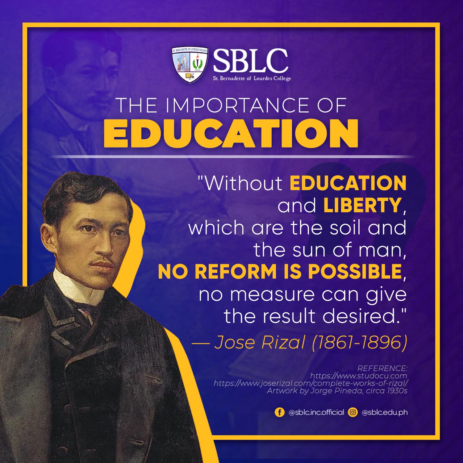 SBLC - In memoriam of Dr. Jose Rizal's 161st natal day;... | Facebook