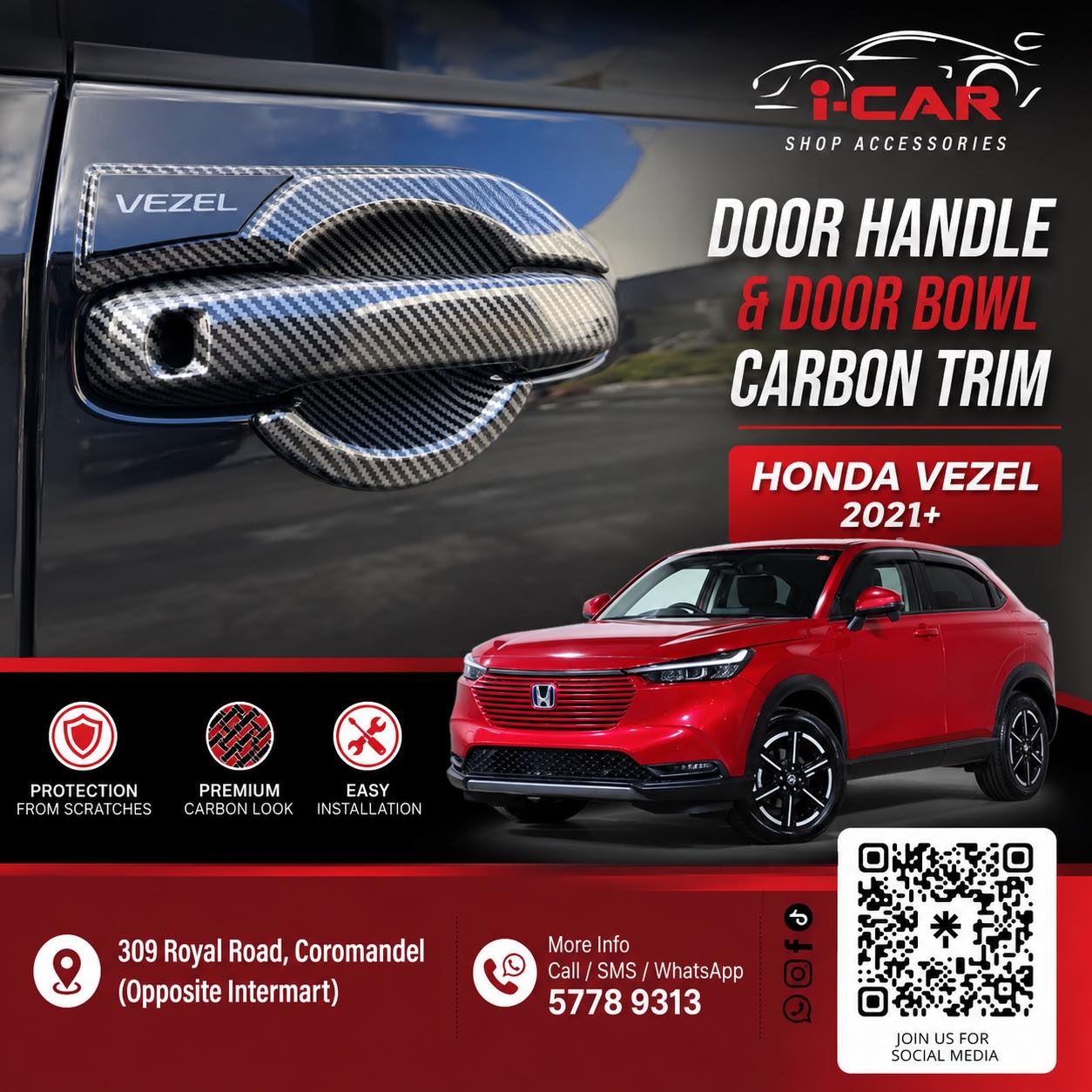 HONDA VEZEL 2022 UP CARBON TRIM ACCESSORIES High-quality carbon