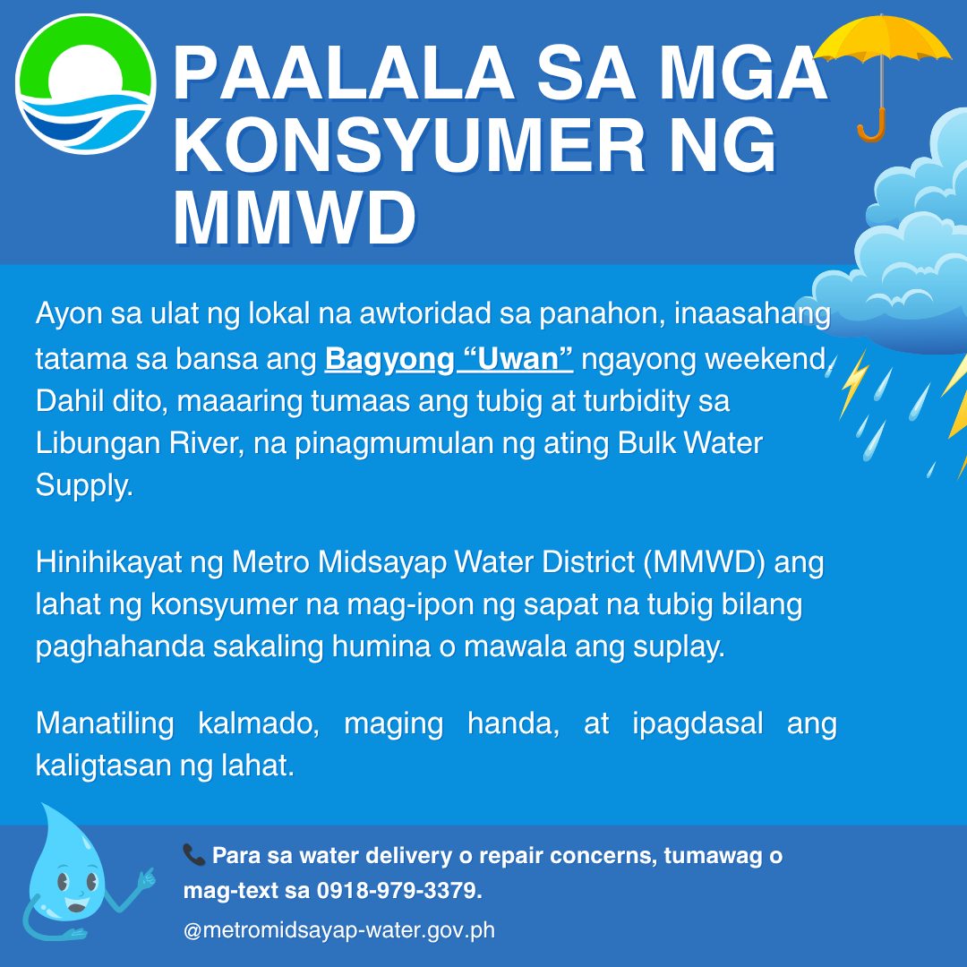 Metro - 🌧️ 𝐏𝐚𝐚𝐥𝐚𝐥𝐚 𝐬𝐚 𝐥𝐚𝐡𝐚𝐭 𝐧𝐠 𝐤𝐨𝐧𝐬𝐲𝐮𝐦𝐞𝐫 𝐧𝐠 𝐌𝐌𝐖𝐃: Maging handa po sa ...