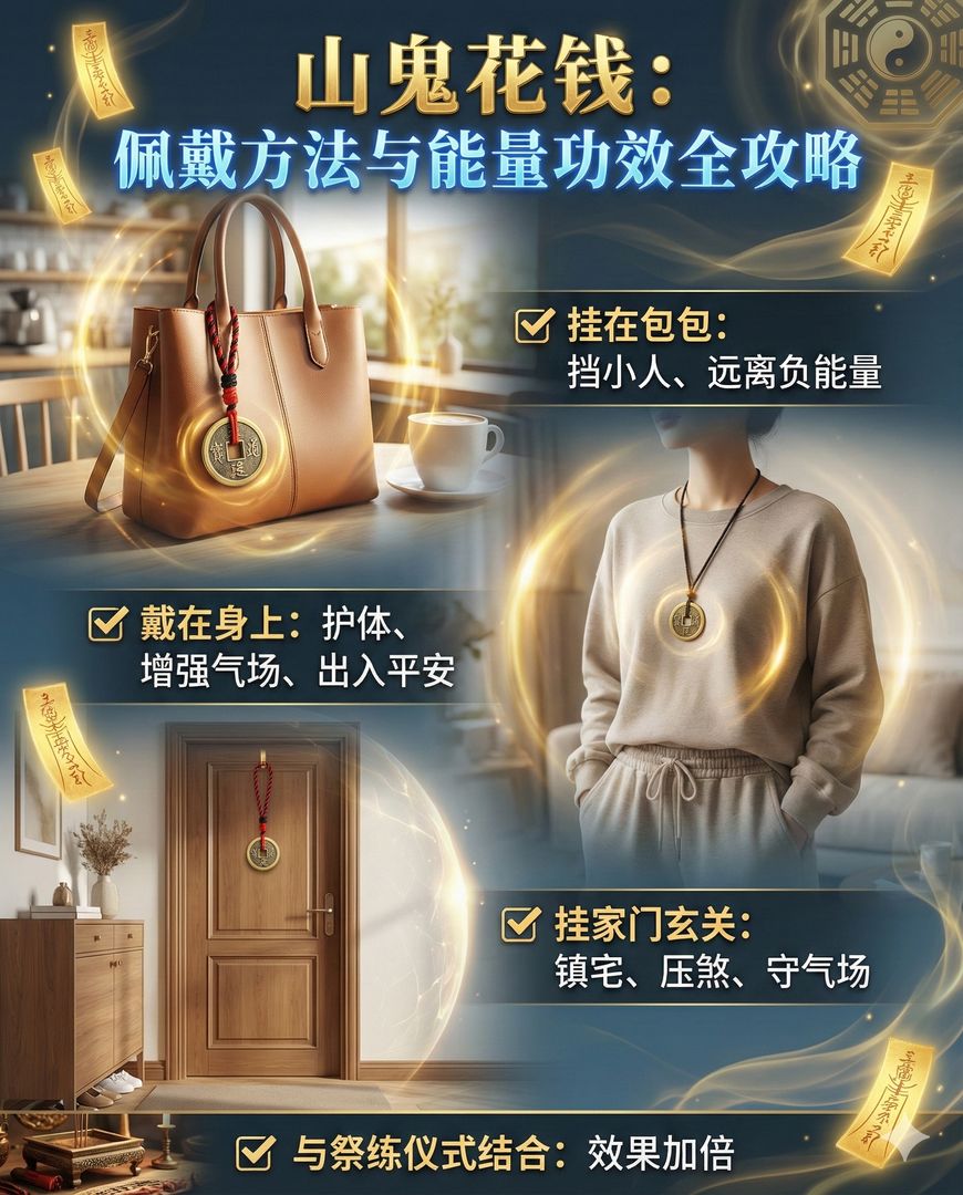 🪙 它不是普通的硬币，而是一块藏有神灵咒力的护身武器。 📿【山鬼花钱