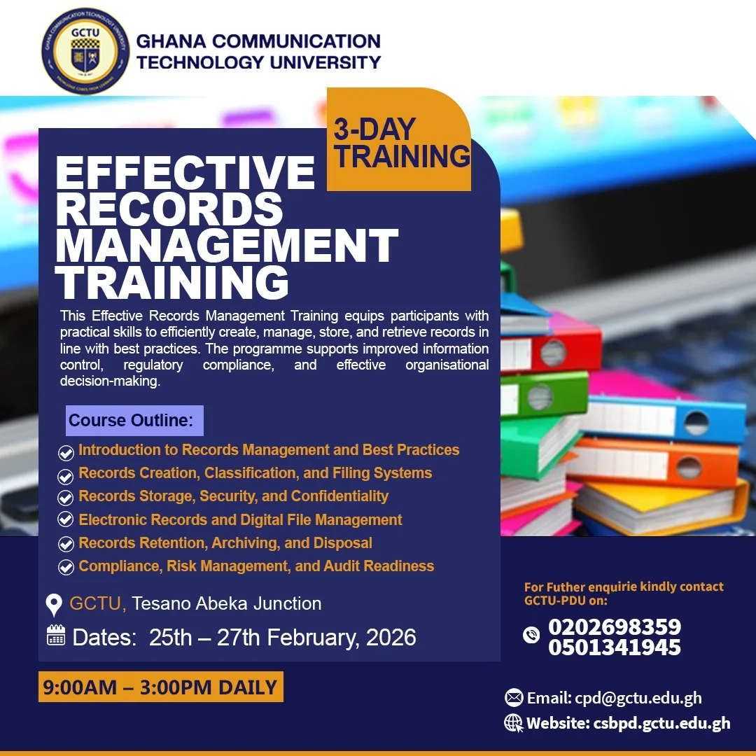 Ghana - 📢 Strengthen Your Records Management Skills with GCTU! Join our ...