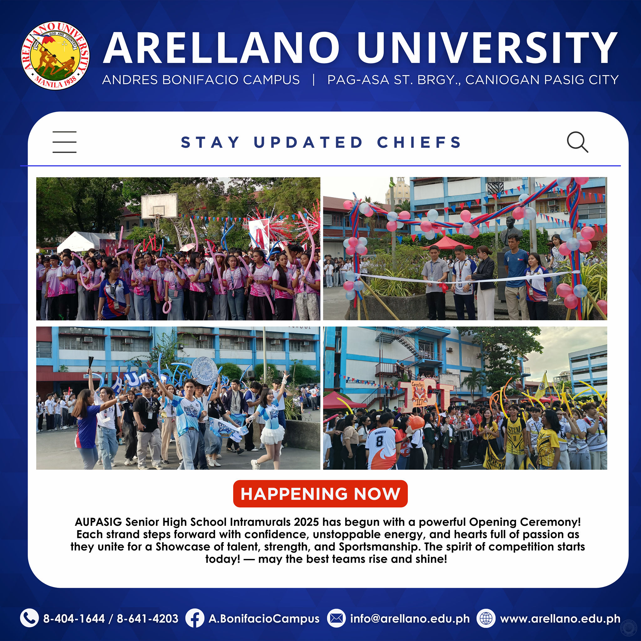 Arellano - AUPASIG Senior High School Intramurals 2025 has begun with a ...