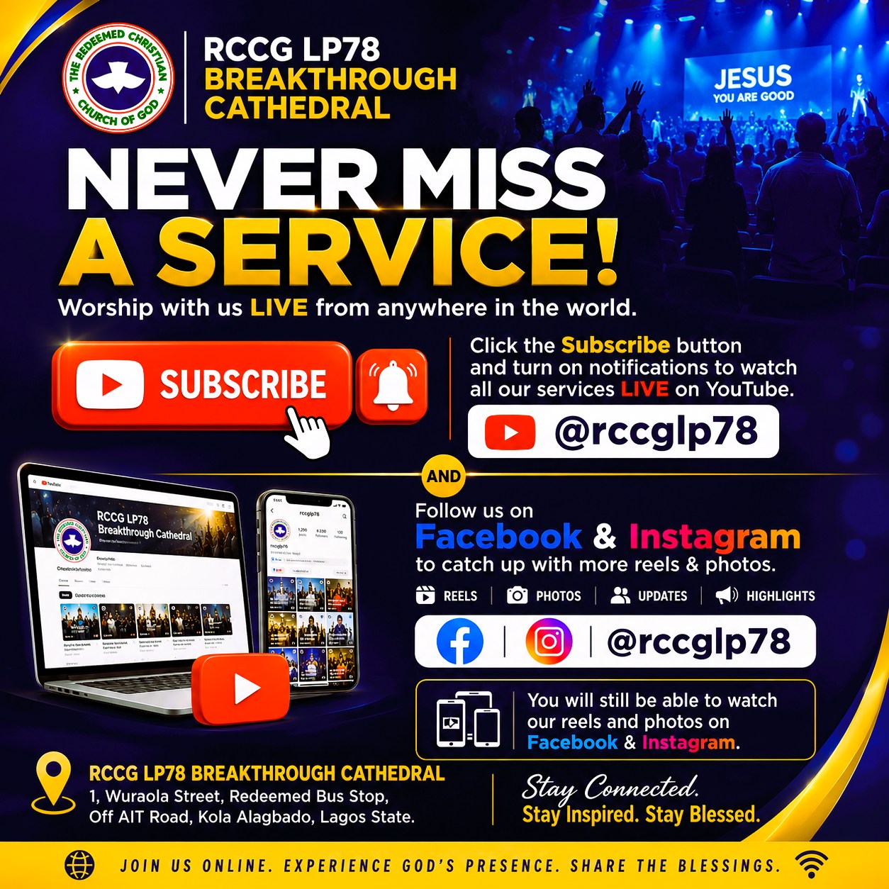 WELCOME... - RCCG Breakthrough Cathedral, LP78 Headquarters | Facebook