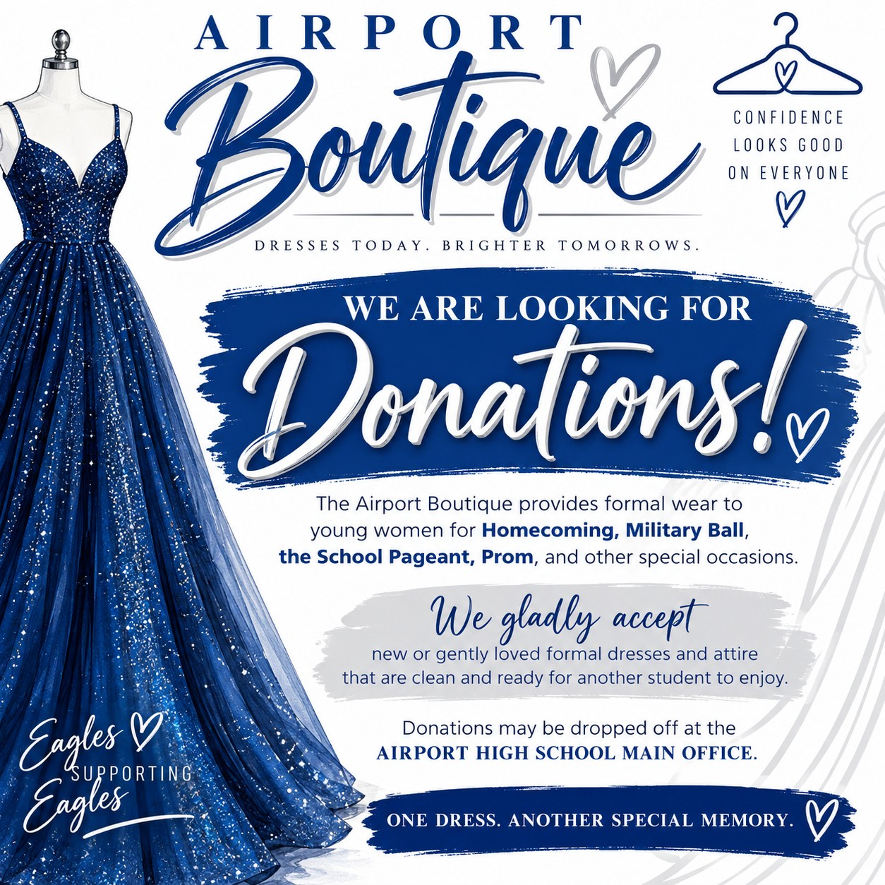 used womens formal dresses Donate wear to Airport High School's boutique for prom and special events Black dress