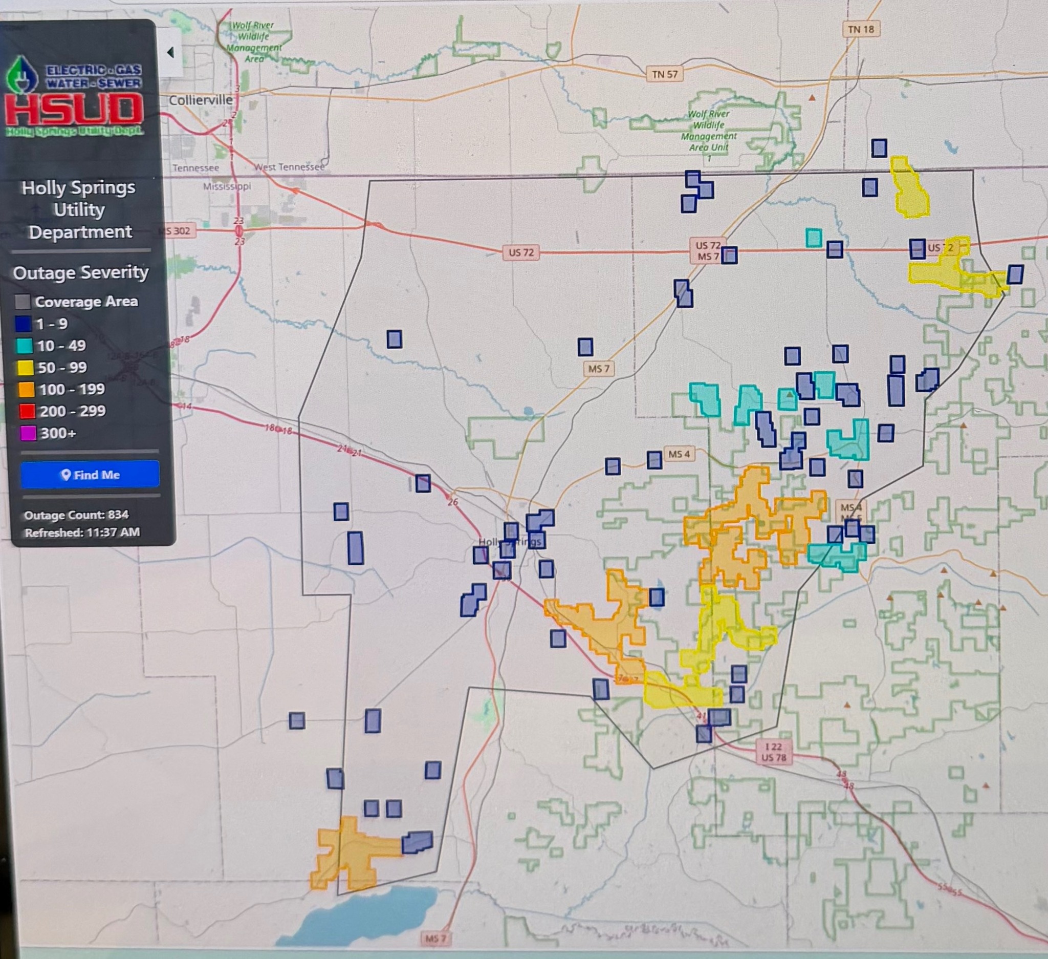 DLC Outages Map