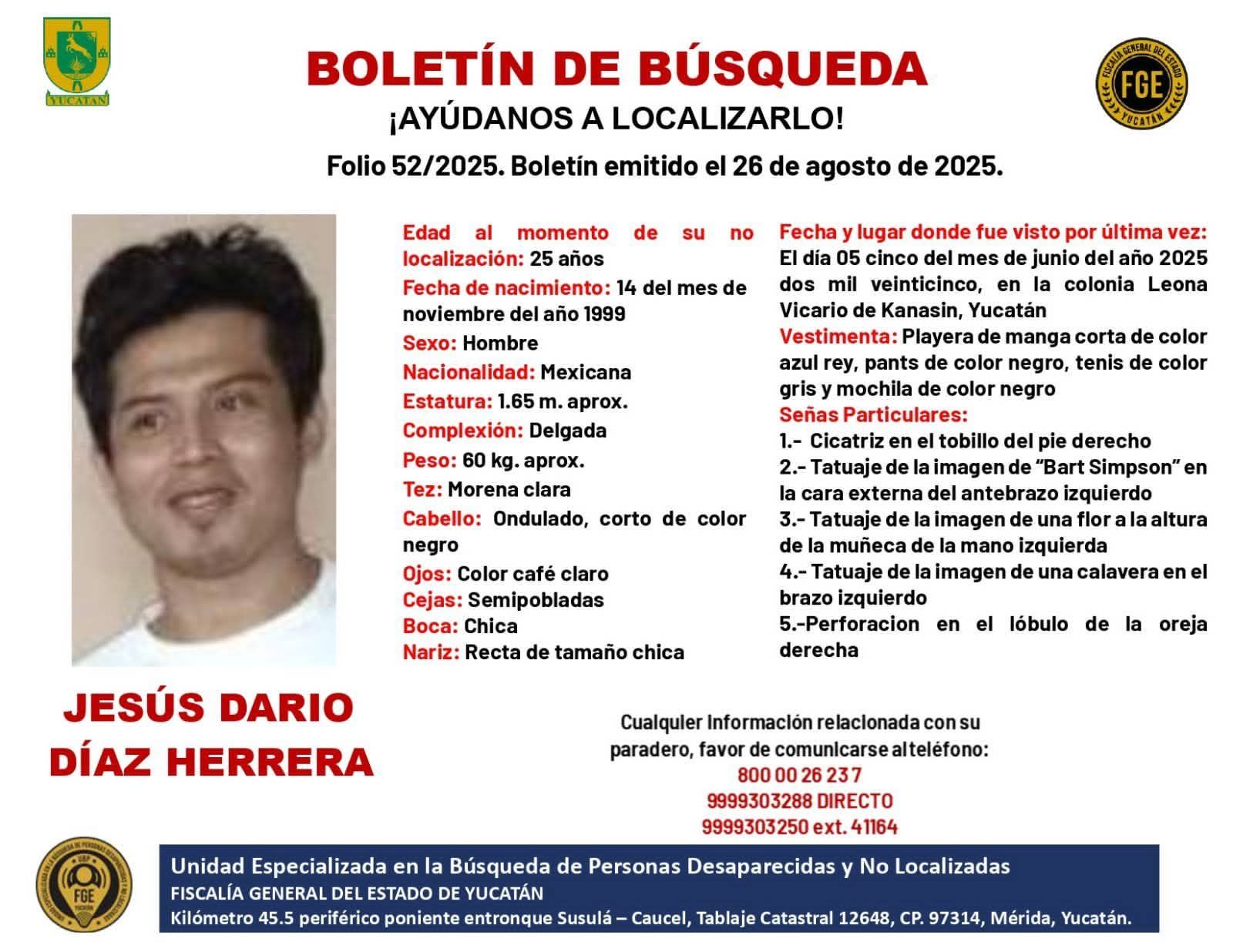 Solicitamos su colaboración para localizar a LEOPOLDO AURELIO