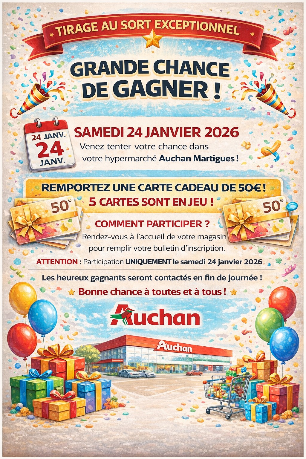 🎉 GRANDE CHANCE DE GAGNER !... - Auchan Hypermarché Martigues | Facebook