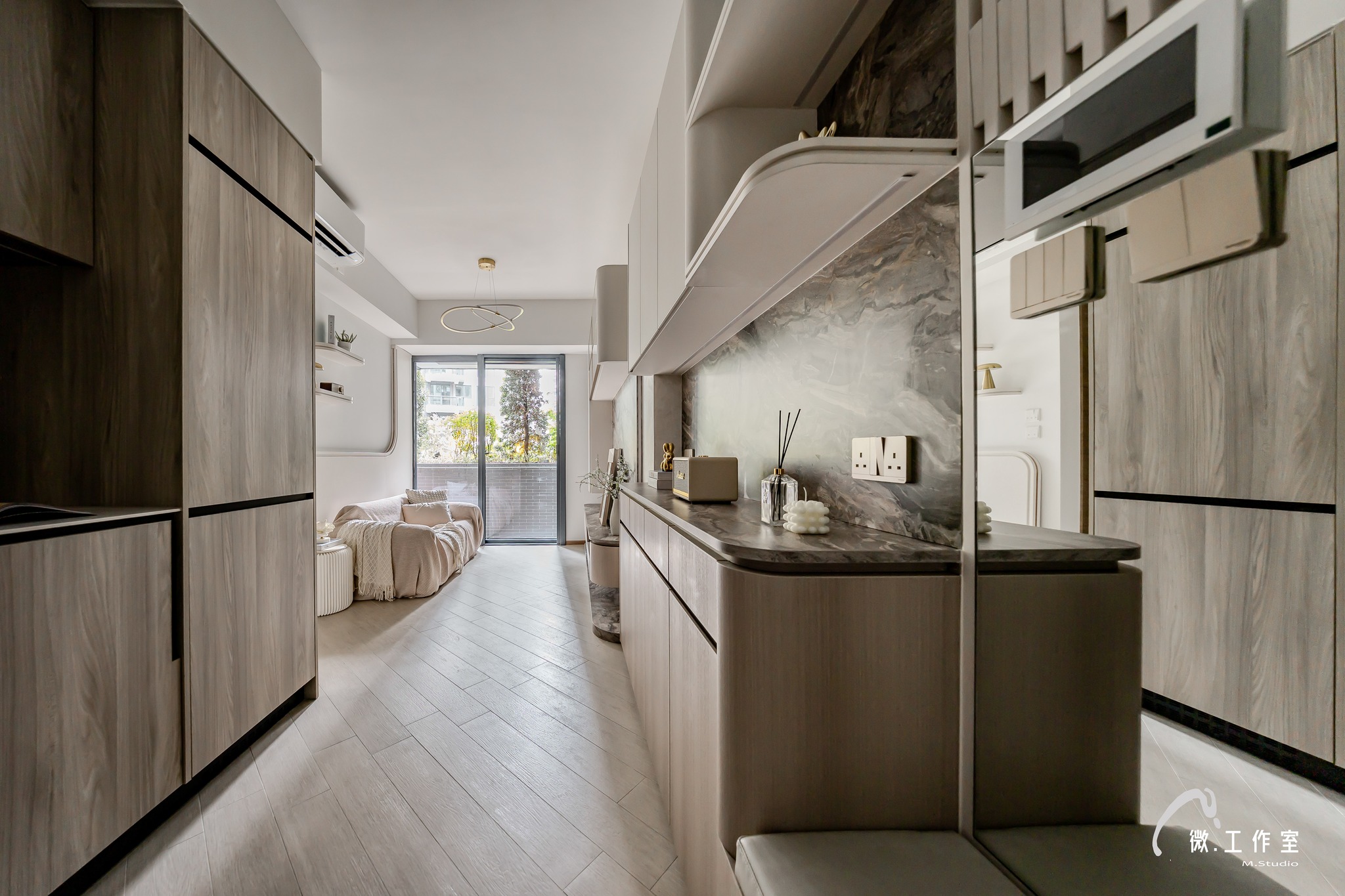Mstudio - #微工作室 | High Park 匯都 | 406平方呎 | 兩房單位 🪨《大理石紋・木質平衡學：設計兩個人的理想 ...