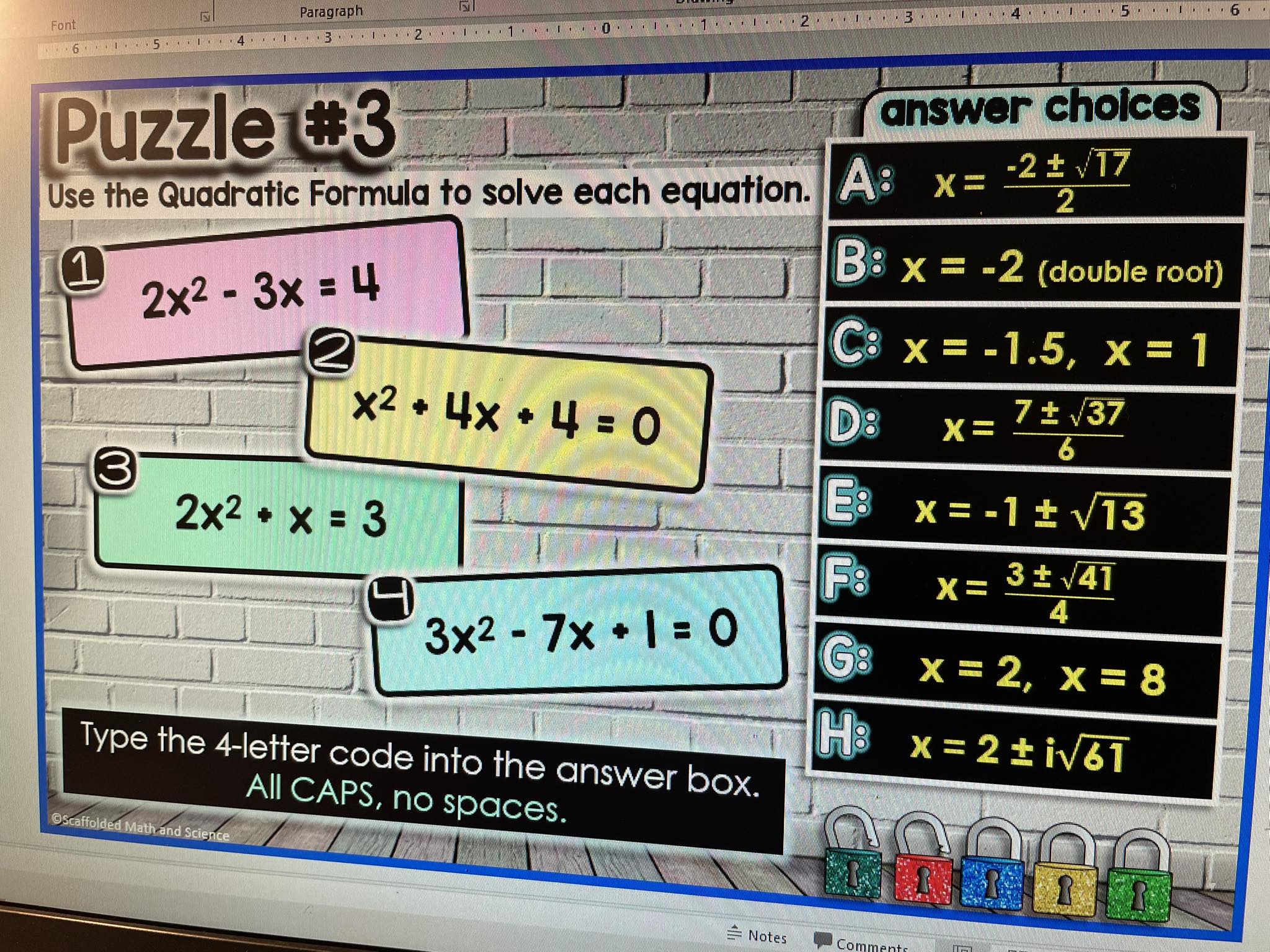 I’m working on a Quadratic... - Scaffolded Math and Science | Facebook