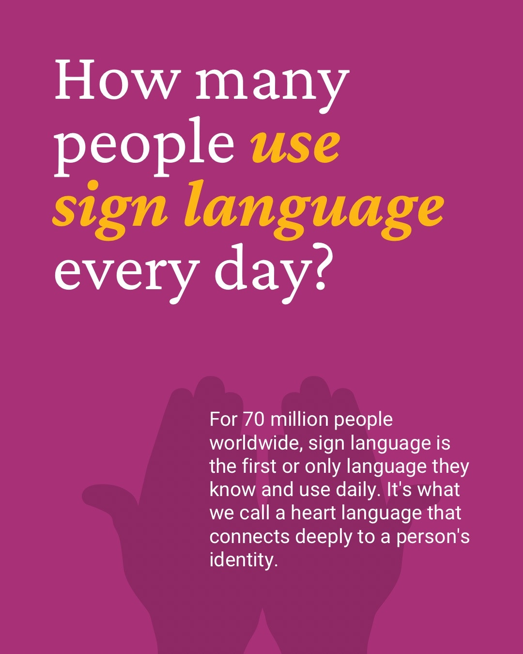 Deaf - Global reach of the Deaf Bible: 1% of the population, use sign ...