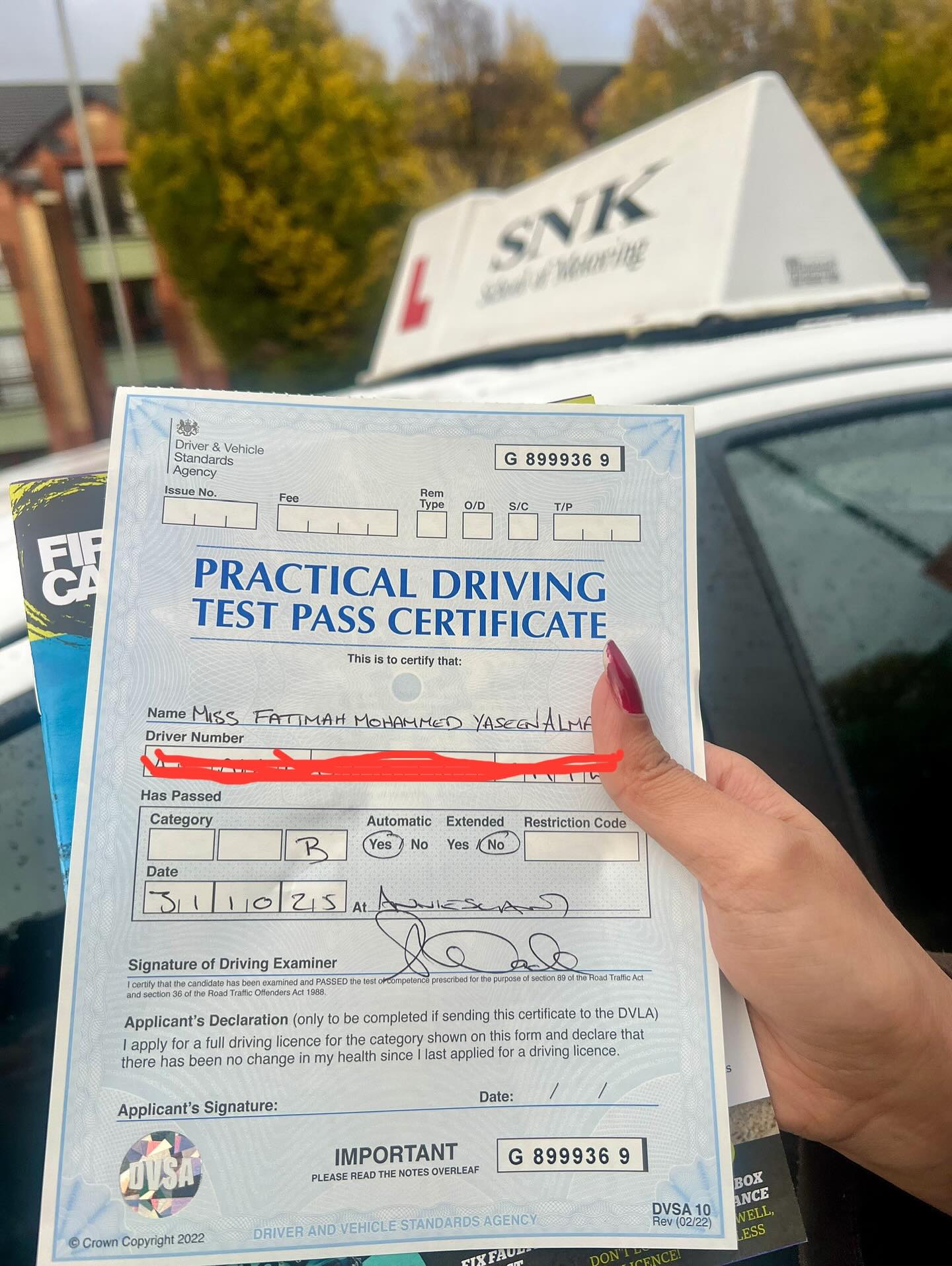 SNK - Big congratulations to Fatimah on passing her driving test at ...
