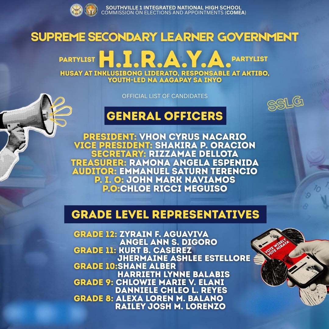 𝗔𝗡𝗡𝗢𝗨𝗡𝗖𝗘𝗠𝗘𝗡𝗧 | OFFICIAL CANDIDATES FOR SSLG ELECTIONS S.Y. 2026 - 2027 ...