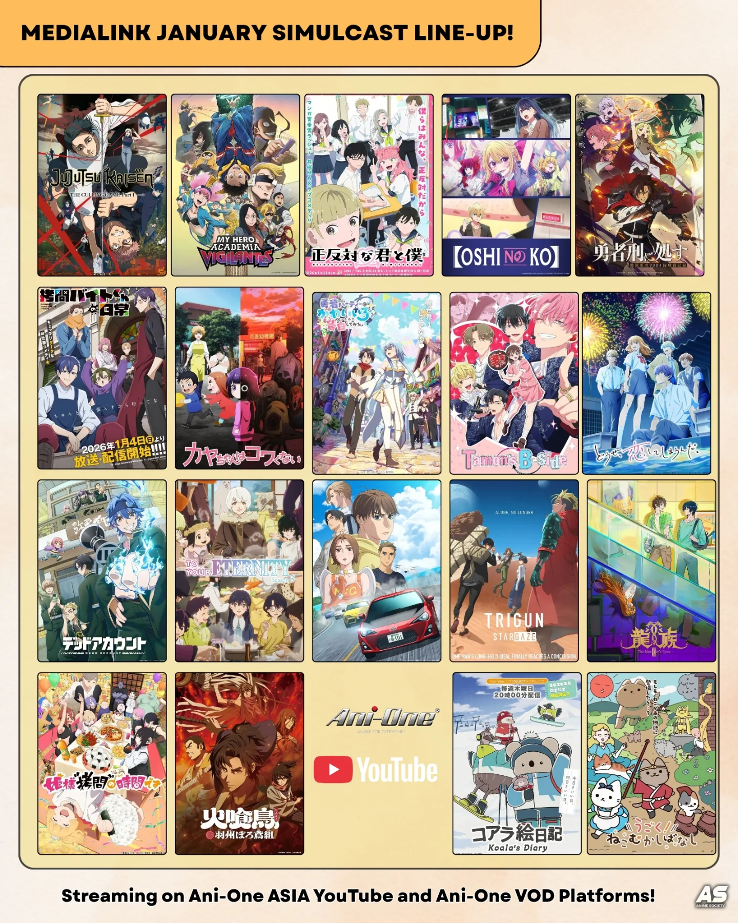 AS-Anime - Ani-One Asia January Simulcast Lineup! 🎉 New year, new anime ...