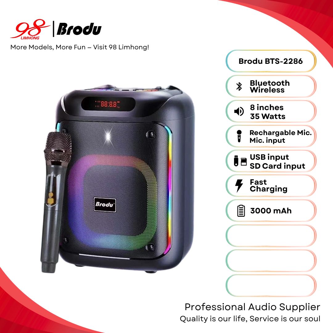 Brodu BTS-2286 6.5 inch Bluetooth Speaker With Rechargeable