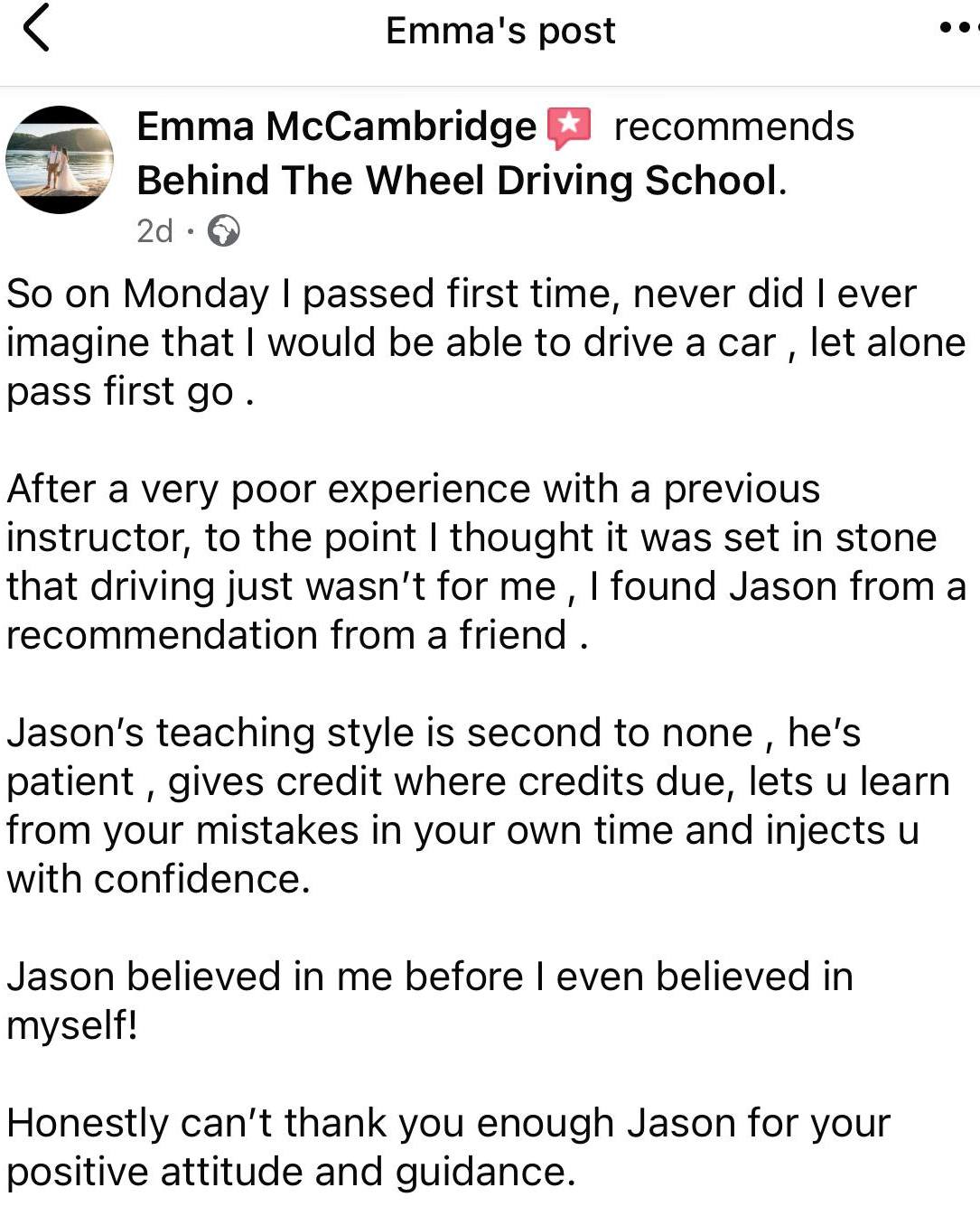 Behind The Wheel Driving School