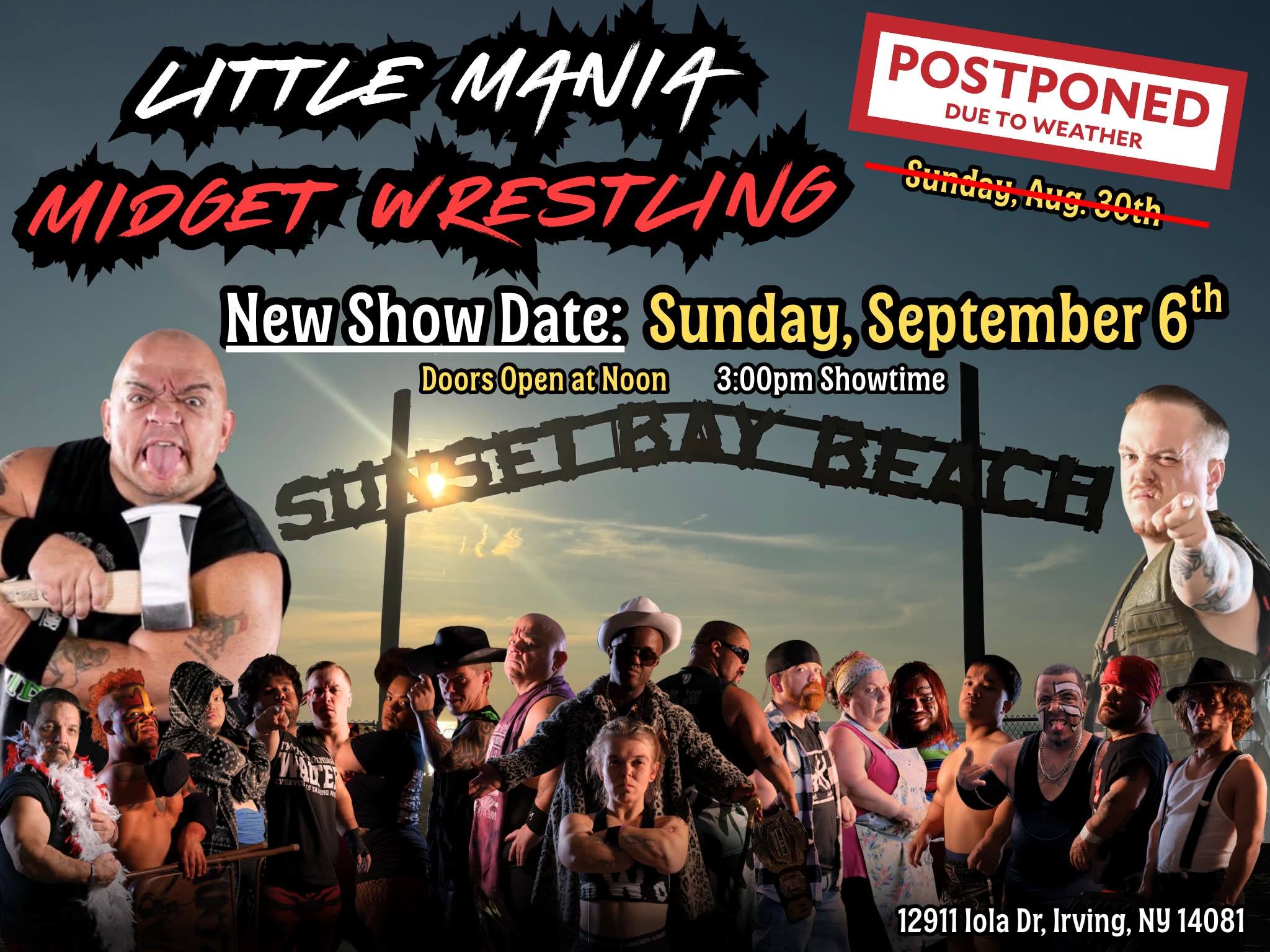Little Mania wrestling postponed to September 6 2026 in Irving NY