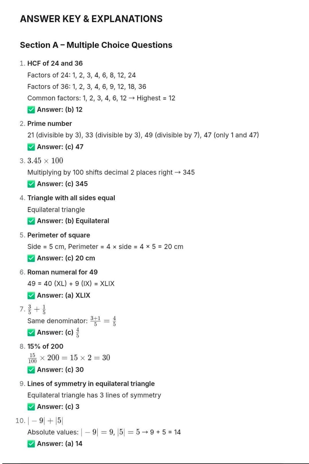 Maths Final Revision Worksheets... - Divine Light Special | Facebook