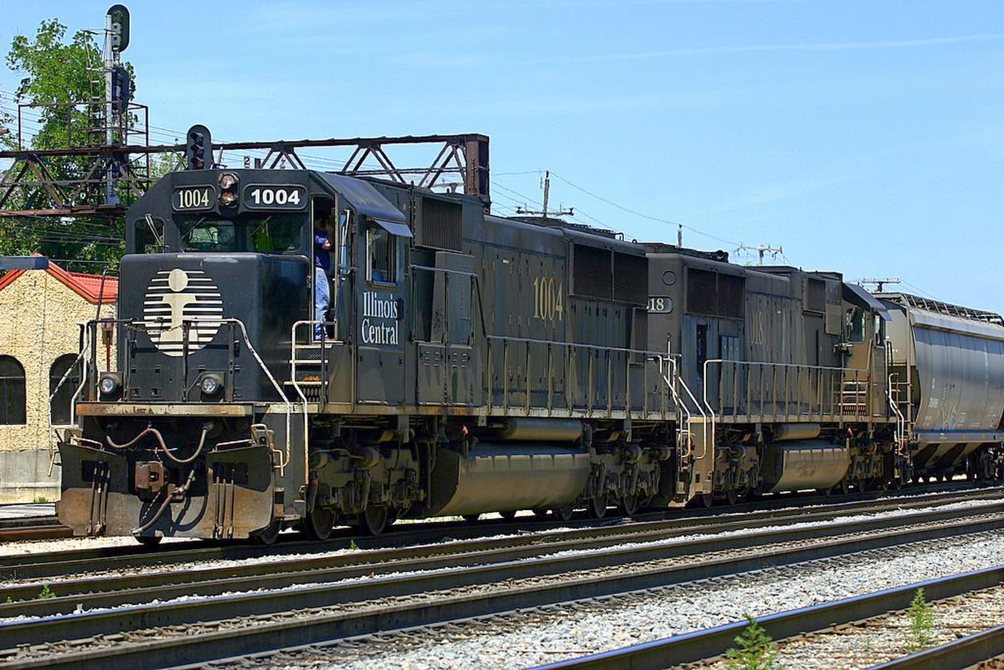Illinois Central Gulf freight train at Homewood, Illinois