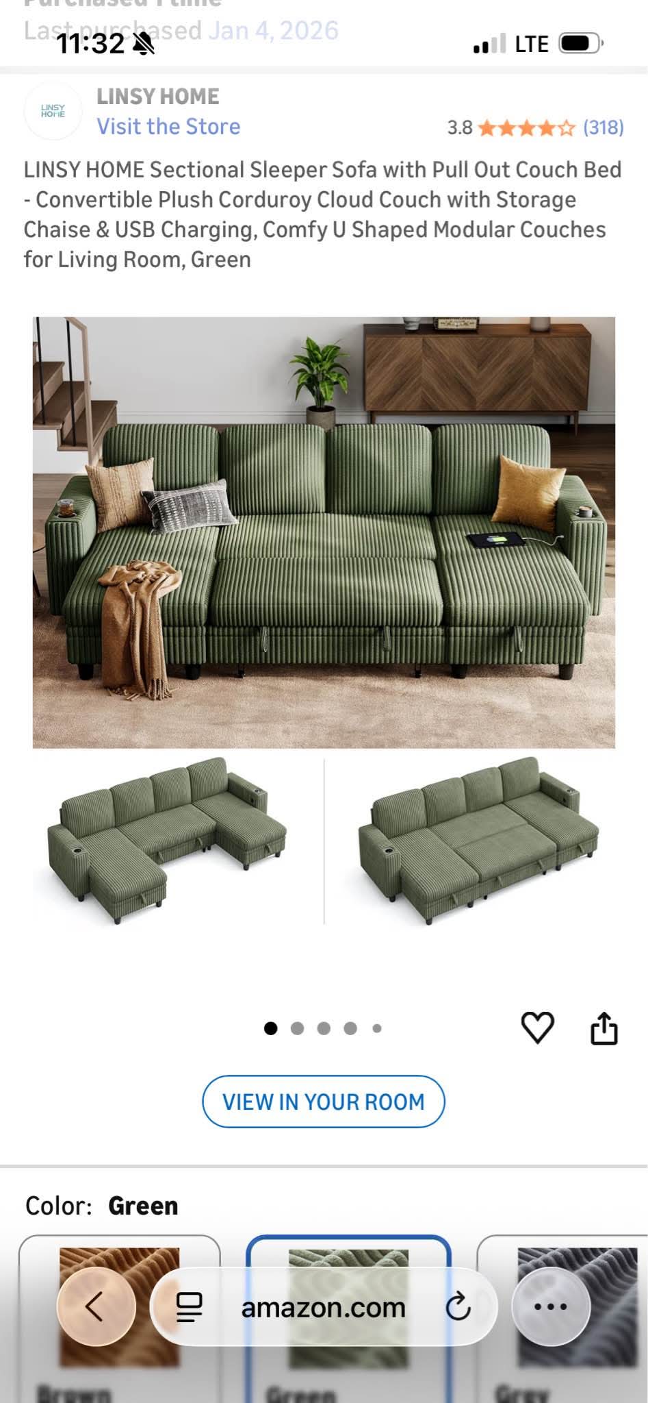 BRAND NEW - Green Sectional Couch with Storage - Sofas, Loveseats ...