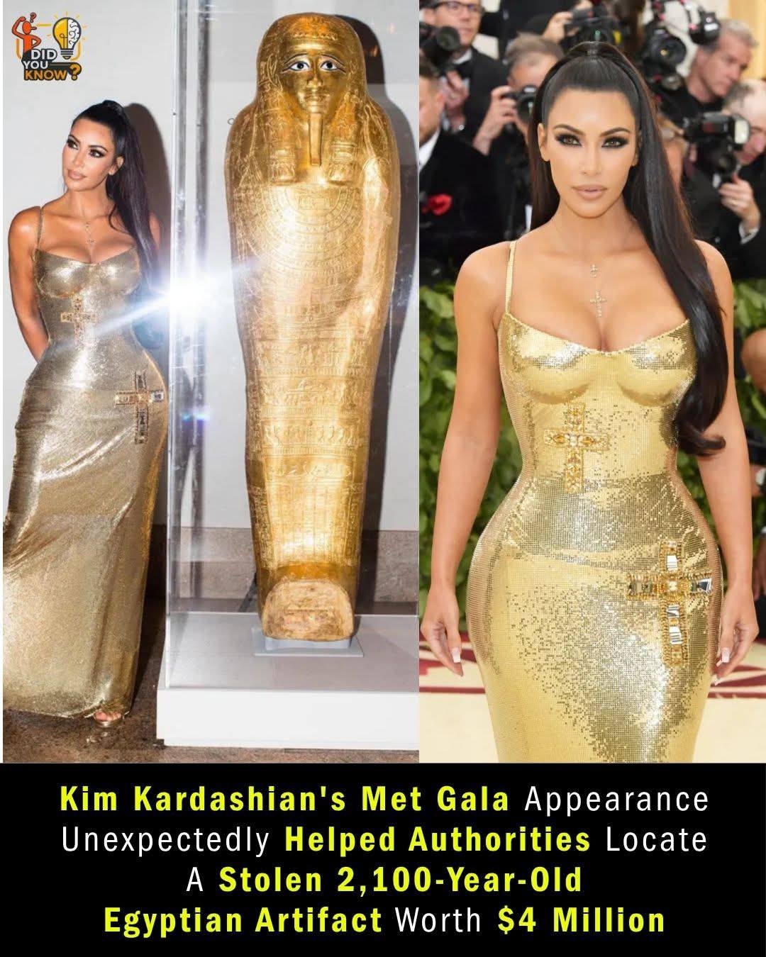 A Viral Photo That Helped Solve an Ancient Mystery 🏺 Kim Kardashian's 2018 Met Gala appearance became part of an unexpected real-life mystery. While posing beside a gilded Egyptian coffin at the
