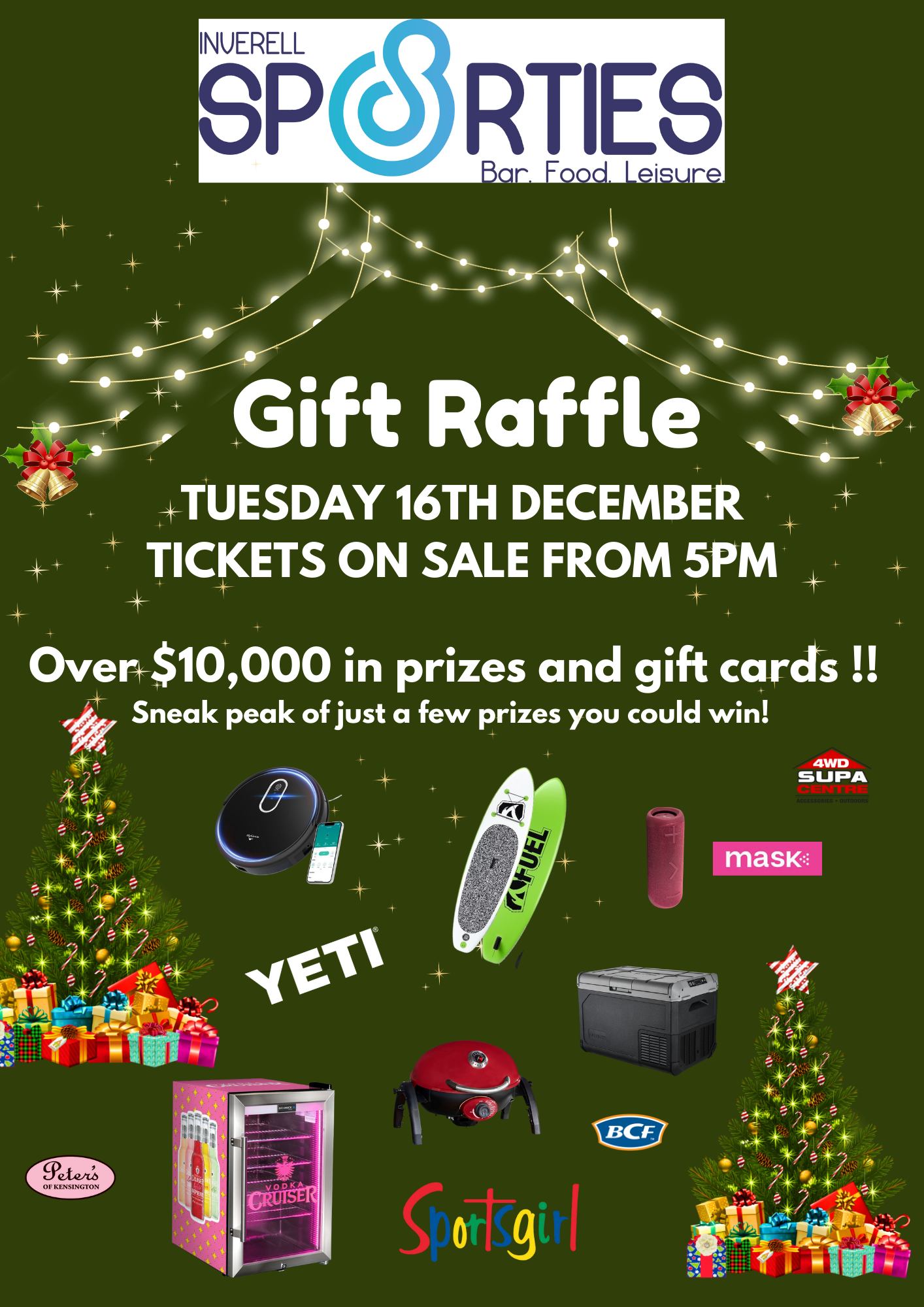 TODAY IS THE DAY!! MAJOR GIFT RAFFLE.... - Inverell Sporties | Facebook