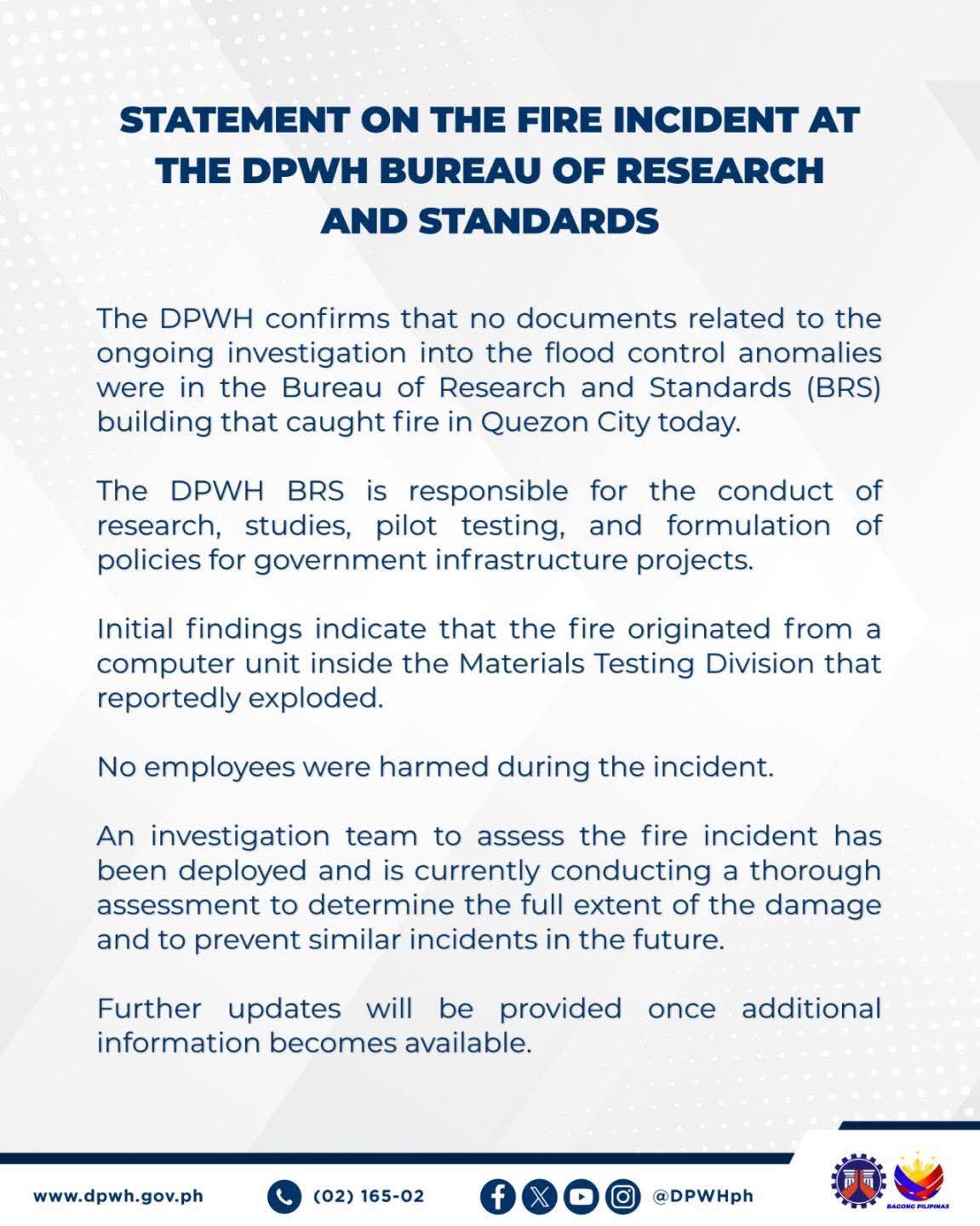 DPWH ISSUES STATEMENT ON QC OFFICE... - iOrbitNews Online | Facebook
