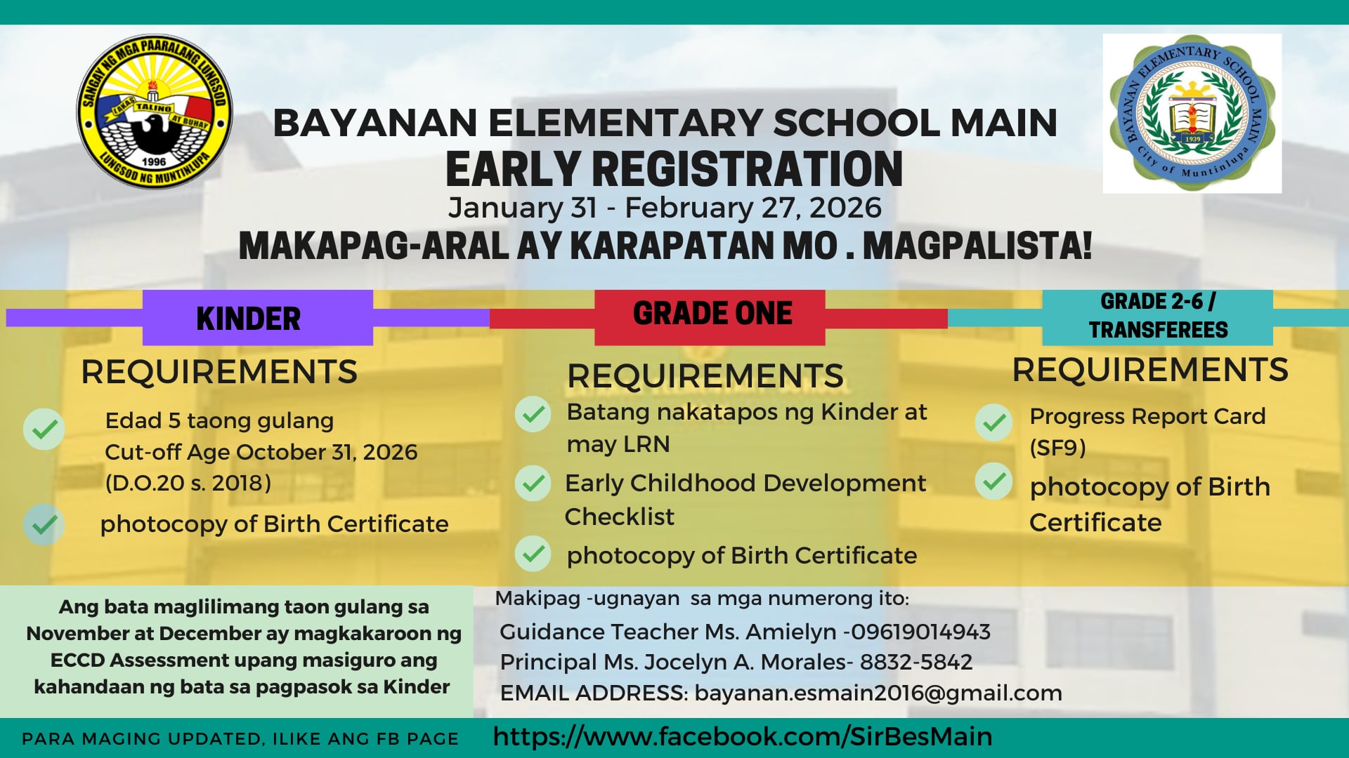 BESMAINIANS 📢📢📢 Ang... - Bayanan Elementary School Main | Facebook
