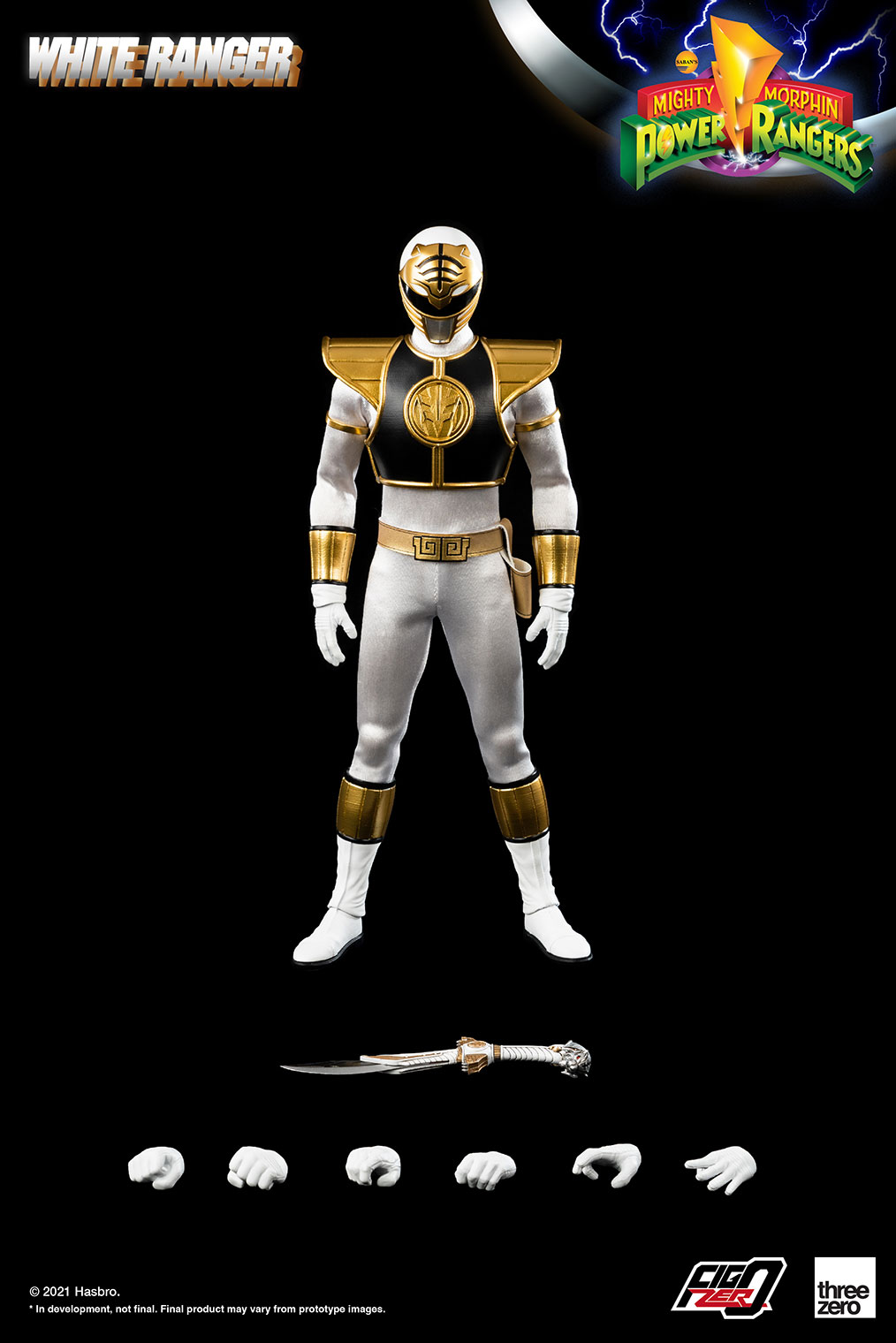 Ultra - Power Rangers Threezero 3Z0299 - White Ranger Dimension: 30cm H ...