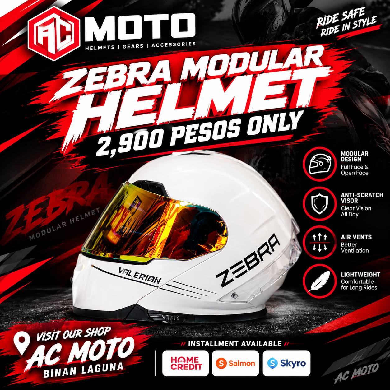 ちゃちゃ 🔥🔥ZEBRA VALERIAN MODULAR HELMET 🔥🔥 ___ 2,900 pesos only ___